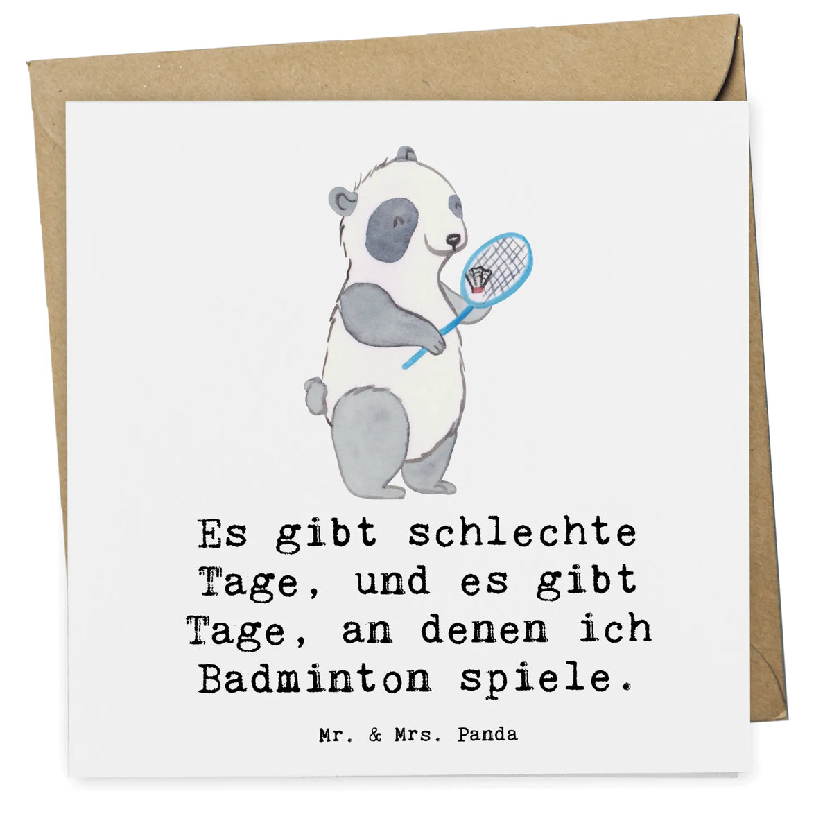 Deluxe Card panda badminton Klappkarte, Grußkarte, faltkarte, anlasskarte, doppelkarte, Glückwunschkarte, Sportart, Hobby, Danke, Dankeschön, Geschenk, Auszeichnung, Gewinn, Sportler, Schenken, Sport, Badminton, Badminton spielen