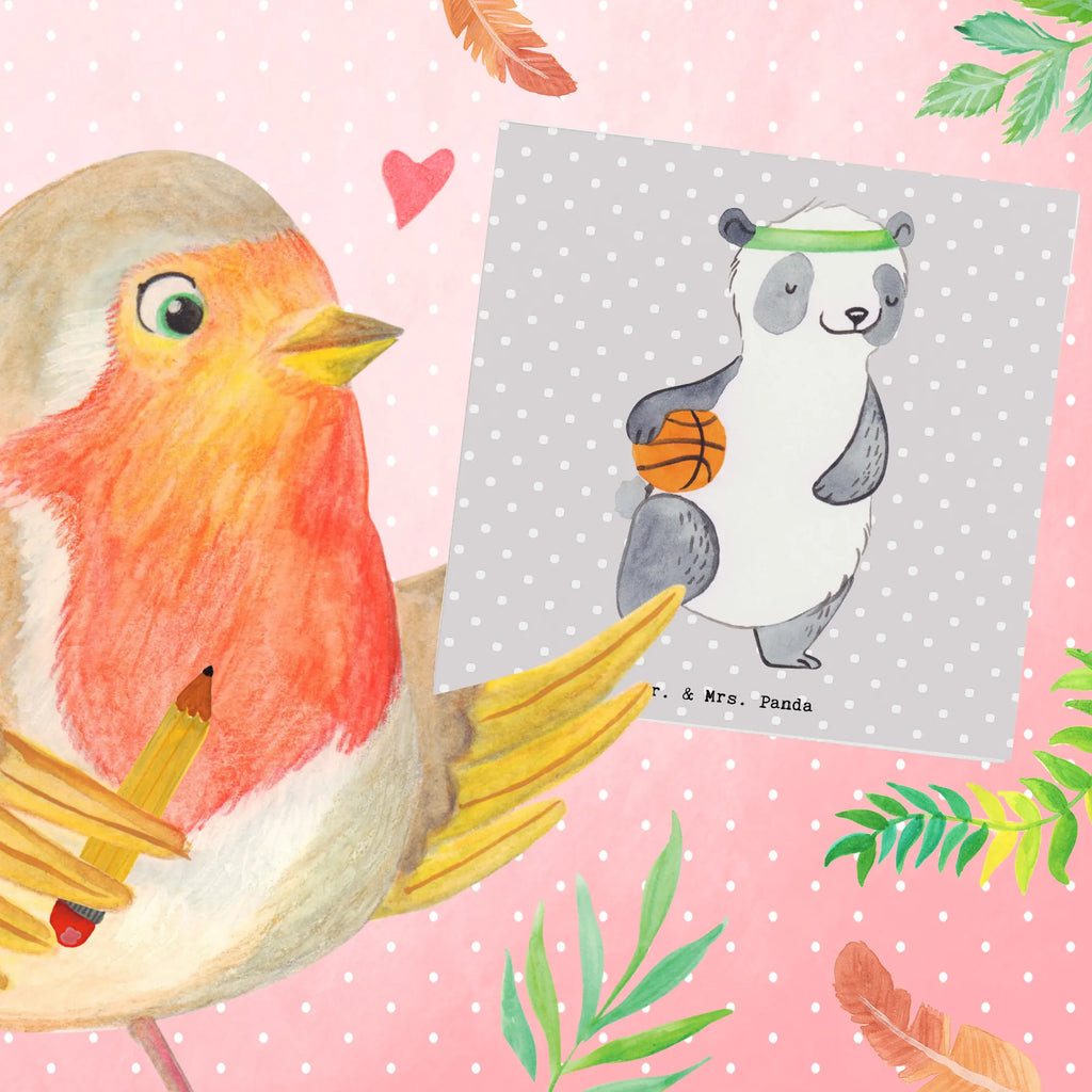 Deluxe Karte Panda Basketball Grußkarte, Einladungskarte, Geburtstagskarte, Klappkarte, Karte, Glückwunschkarte, Hochzeitskarte, Hochwertige Grußkarte, Hochwertige Klappkarte, Geschenk, Sport, Sportart, Hobby, Schenken, Danke, Dankeschön, Auszeichnung, Gewinn, Sportler, Basketball Verein, Basketball Verband, Basketballplatz, Basketball