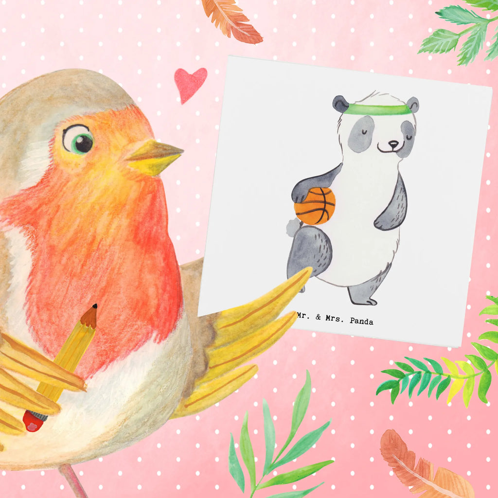 Deluxe Karte Panda Basketball Grußkarte, Einladungskarte, Geburtstagskarte, Klappkarte, Karte, Glückwunschkarte, Hochzeitskarte, Hochwertige Grußkarte, Hochwertige Klappkarte, Geschenk, Sport, Sportart, Hobby, Schenken, Danke, Dankeschön, Auszeichnung, Gewinn, Sportler, Basketball Verein, Basketball Verband, Basketballplatz, Basketball