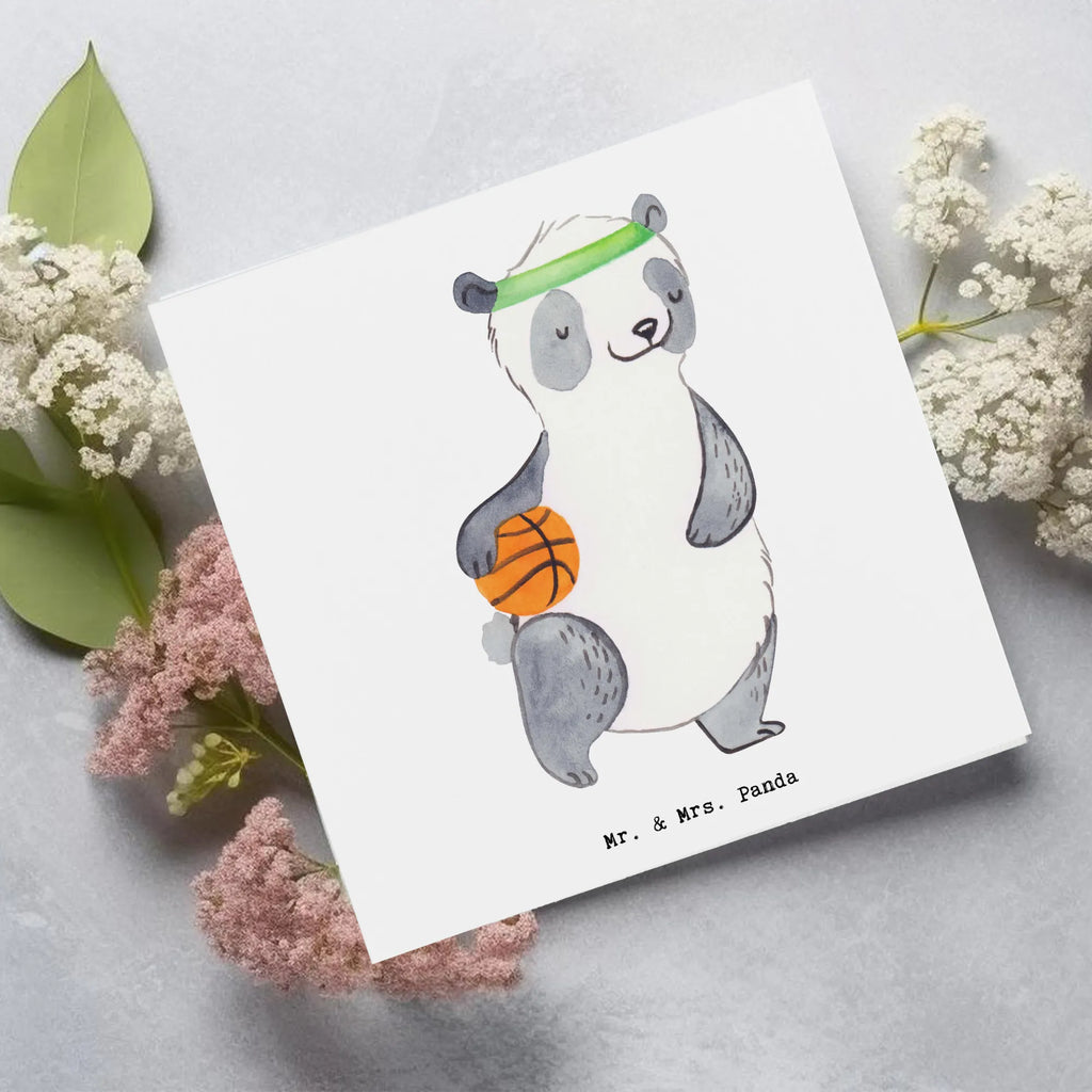 Deluxe Karte Panda Basketball Grußkarte, Einladungskarte, Geburtstagskarte, Klappkarte, Karte, Glückwunschkarte, Hochzeitskarte, Hochwertige Grußkarte, Hochwertige Klappkarte, Geschenk, Sport, Sportart, Hobby, Schenken, Danke, Dankeschön, Auszeichnung, Gewinn, Sportler, Basketball Verein, Basketball Verband, Basketballplatz, Basketball