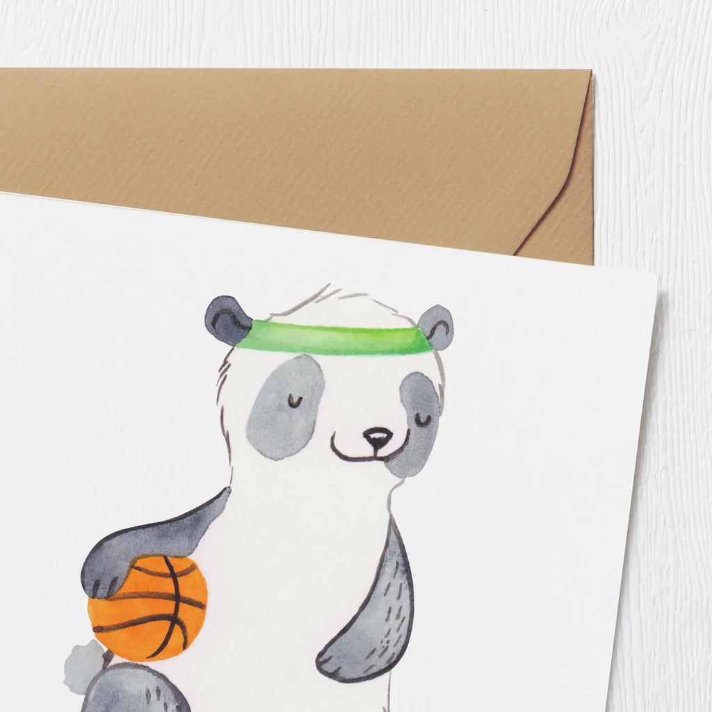 Deluxe Karte Panda Basketball Grußkarte, Einladungskarte, Geburtstagskarte, Klappkarte, Karte, Glückwunschkarte, Hochzeitskarte, Hochwertige Grußkarte, Hochwertige Klappkarte, Geschenk, Sport, Sportart, Hobby, Schenken, Danke, Dankeschön, Auszeichnung, Gewinn, Sportler, Basketball Verein, Basketball Verband, Basketballplatz, Basketball
