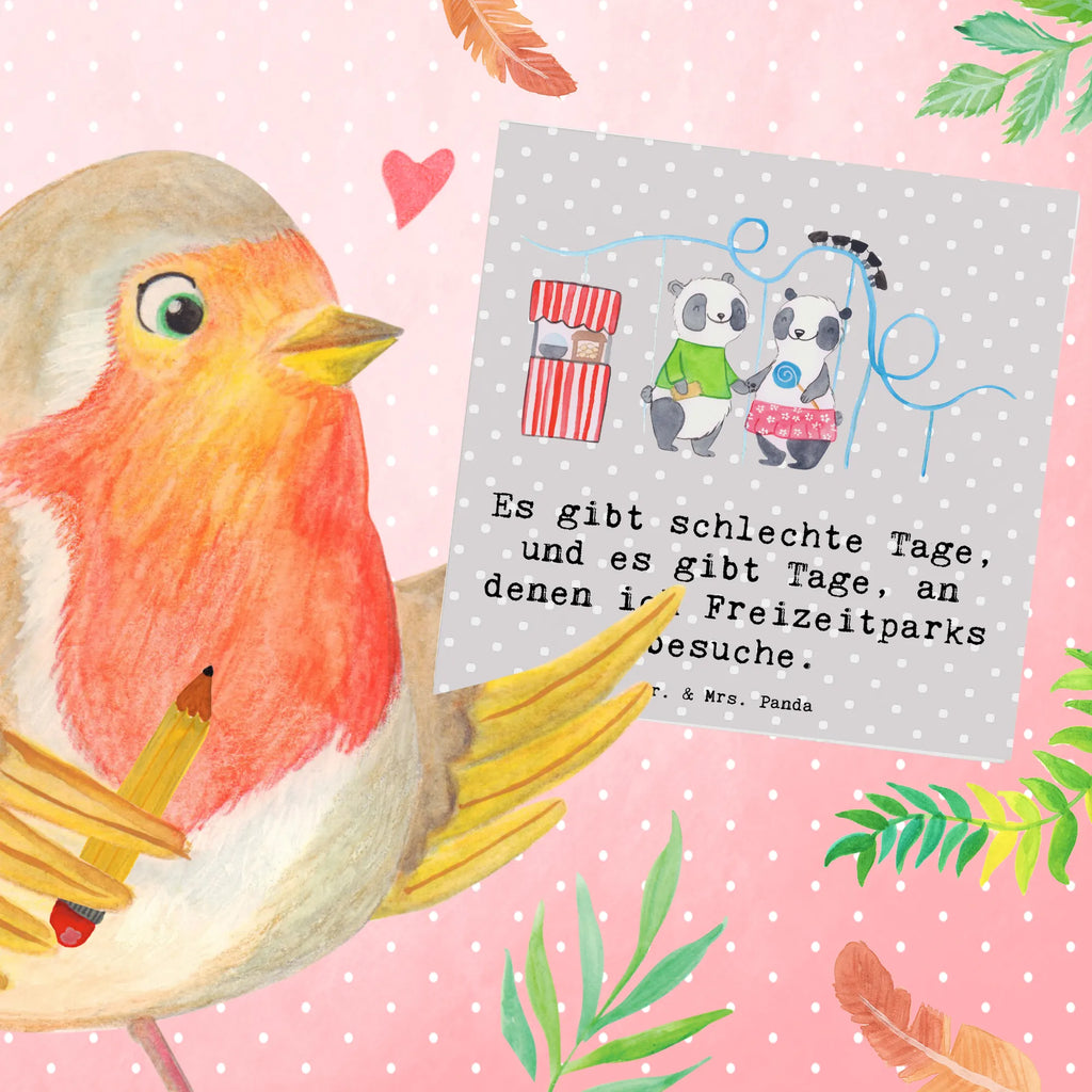Deluxe Card pandas visit amusement park Geburtstagskarte, Karte, Hochwertige Klappkarte, Hochwertige Grußkarte, Klappkarte, Hochzeitskarte, Einladungskarte, Glückwunschkarte, Grußkarte, Geschenk, Sport, Sportart, Hobby, Schenken, Danke, Dankeschön, Auszeichnung, Gewinn, Sportler, Achterbahn fahren, Freizeitpark besuchen