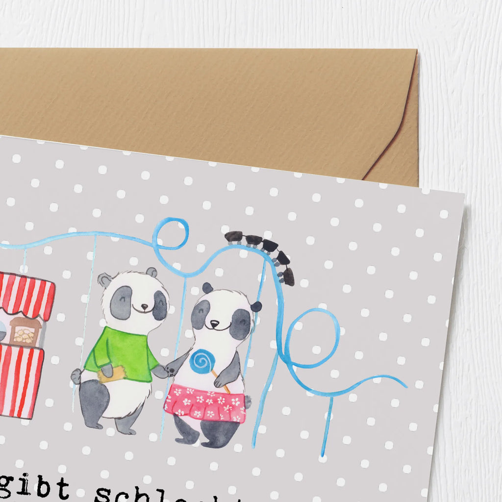 Deluxe Card pandas visit amusement park Geburtstagskarte, Karte, Hochwertige Klappkarte, Hochwertige Grußkarte, Klappkarte, Hochzeitskarte, Einladungskarte, Glückwunschkarte, Grußkarte, Geschenk, Sport, Sportart, Hobby, Schenken, Danke, Dankeschön, Auszeichnung, Gewinn, Sportler, Achterbahn fahren, Freizeitpark besuchen
