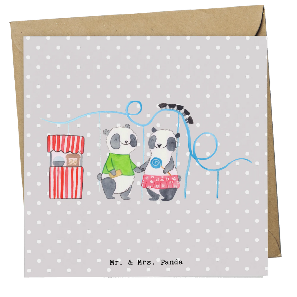 Deluxe Card pandas visit amusement park Geburtstagskarte, Karte, Hochwertige Klappkarte, Hochwertige Grußkarte, Klappkarte, Hochzeitskarte, Einladungskarte, Glückwunschkarte, Grußkarte, Geschenk, Sport, Sportart, Hobby, Schenken, Danke, Dankeschön, Auszeichnung, Gewinn, Sportler, Achterbahn fahren, Freizeitpark besuchen