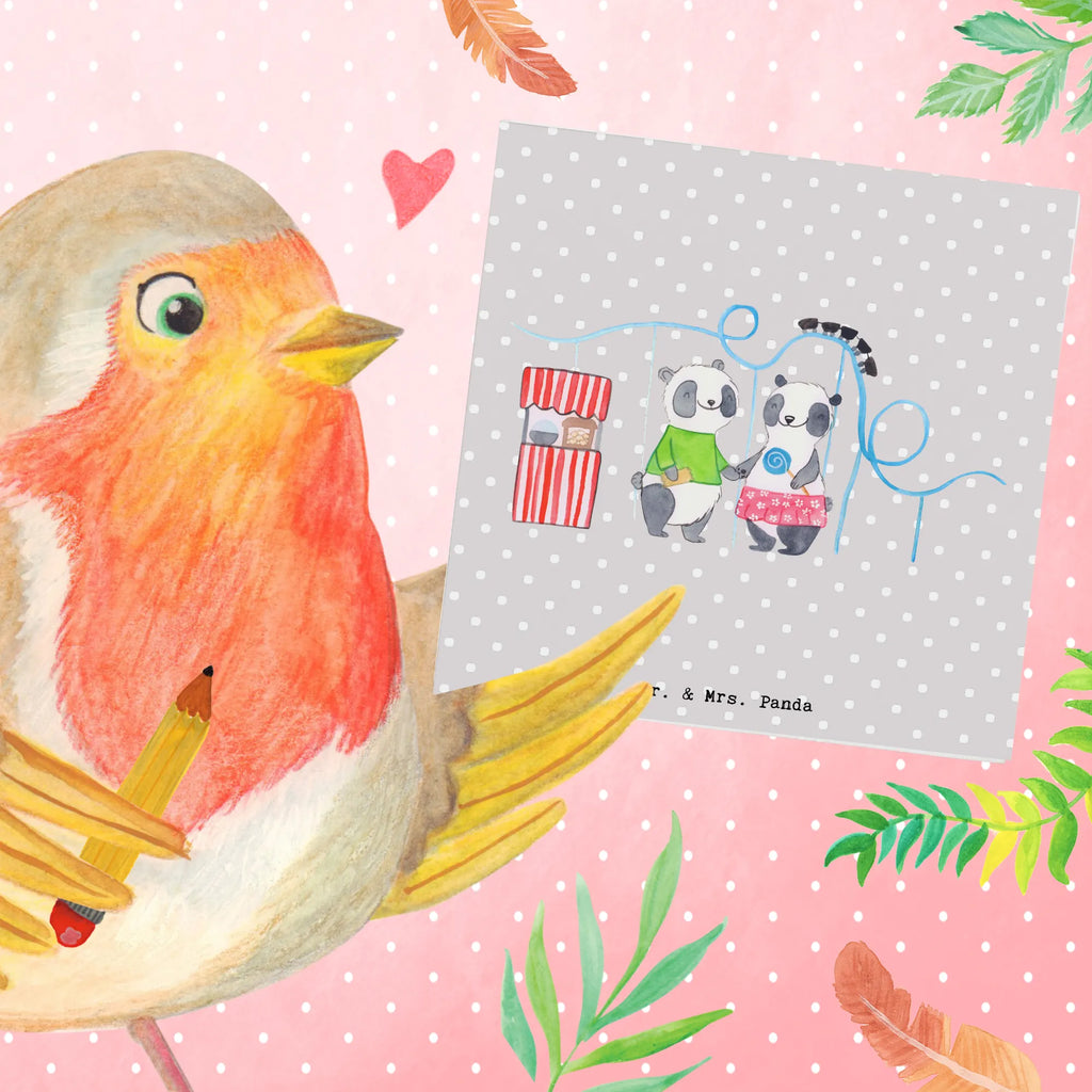 Deluxe Card pandas visit amusement park Geburtstagskarte, Karte, Hochwertige Klappkarte, Hochwertige Grußkarte, Klappkarte, Hochzeitskarte, Einladungskarte, Glückwunschkarte, Grußkarte, Geschenk, Sport, Sportart, Hobby, Schenken, Danke, Dankeschön, Auszeichnung, Gewinn, Sportler, Achterbahn fahren, Freizeitpark besuchen