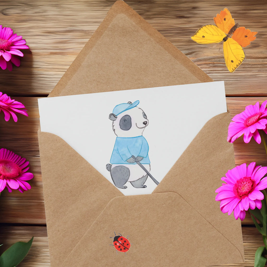 Deluxe Karte Panda Golfen Karte, Grußkarte, Hochwertige Klappkarte, Hochwertige Grußkarte, Hochzeitskarte, Einladungskarte, Geburtstagskarte, Glückwunschkarte, Klappkarte, Geschenk, Sport, Sportart, Hobby, Schenken, Danke, Dankeschön, Auszeichnung, Gewinn, Sportler, Golfturnier, Golfplatz, Golf Verein, Golfen, Golf spielen