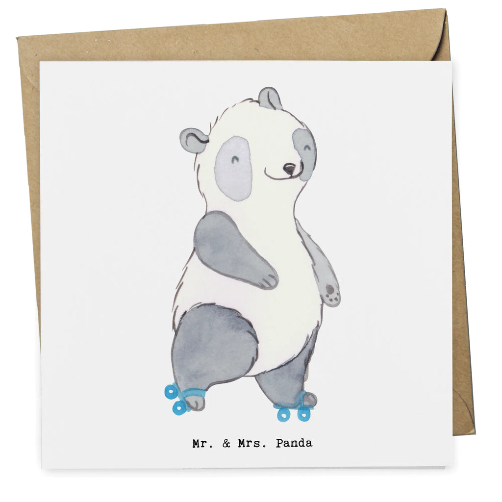 Deluxe Card panda roller blading Klappkarte, Hochzeitskarte, Einladungskarte, Karte, Hochwertige Grußkarte, Glückwunschkarte, Hochwertige Klappkarte, Geburtstagskarte, Grußkarte, Geschenk, Sport, Sportart, Hobby, Schenken, Danke, Dankeschön, Auszeichnung, Gewinn, Sportler, Rollschuh fahren, Inliner fahren, inlinern