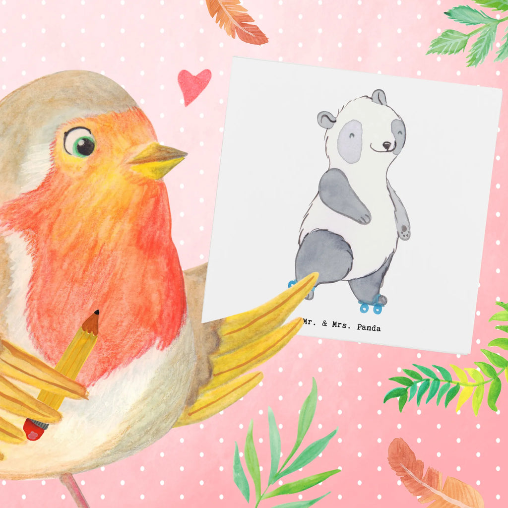 Deluxe Card panda roller blading Klappkarte, Hochzeitskarte, Einladungskarte, Karte, Hochwertige Grußkarte, Glückwunschkarte, Hochwertige Klappkarte, Geburtstagskarte, Grußkarte, Geschenk, Sport, Sportart, Hobby, Schenken, Danke, Dankeschön, Auszeichnung, Gewinn, Sportler, Rollschuh fahren, Inliner fahren, inlinern