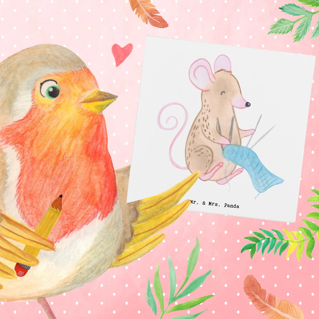 Deluxe Card Mouse Knit Hochwertige Klappkarte, Einladungskarte, Klappkarte, Hochzeitskarte, Karte, Grußkarte, Hochwertige Grußkarte, Geburtstagskarte, Glückwunschkarte, Geschenk, Sport, Sportart, Hobby, Schenken, Danke, Dankeschön, Auszeichnung, Gewinn, Sportler, DIY, Stricken