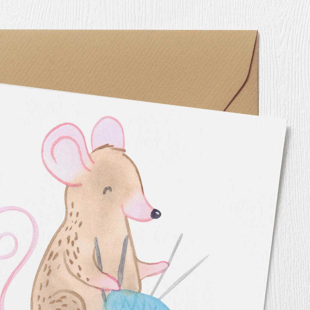 Deluxe Card Mouse Knit Hochwertige Klappkarte, Einladungskarte, Klappkarte, Hochzeitskarte, Karte, Grußkarte, Hochwertige Grußkarte, Geburtstagskarte, Glückwunschkarte, Geschenk, Sport, Sportart, Hobby, Schenken, Danke, Dankeschön, Auszeichnung, Gewinn, Sportler, DIY, Stricken