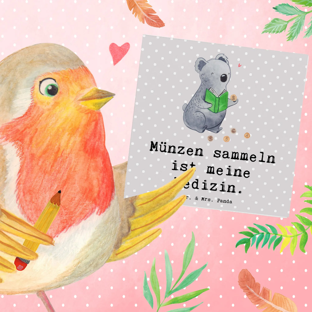 Deluxe Karte Koala Münzen sammeln Glückwunschkarte, Grußkarte, faltkarte, Klappkarte, doppelkarte, Danke, Sport, Auszeichnung, Sportler, Hobby, Schenken, Sportart, Gewinn, Dankeschön, Geschenk, Münzen aus Aller Welt, Numismatik, Münzen Sammeln