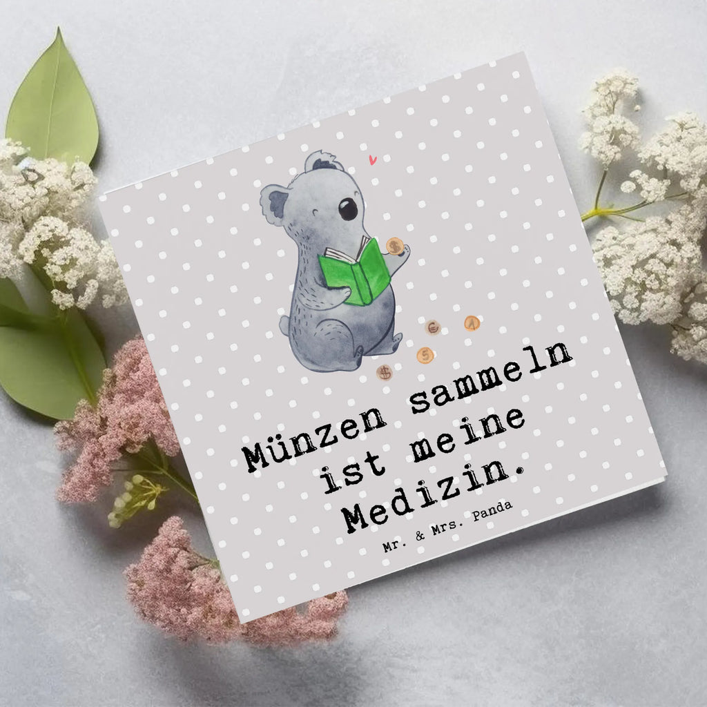 Deluxe Karte Koala Münzen sammeln Glückwunschkarte, Grußkarte, faltkarte, Klappkarte, doppelkarte, Danke, Sport, Auszeichnung, Sportler, Hobby, Schenken, Sportart, Gewinn, Dankeschön, Geschenk, Münzen aus Aller Welt, Numismatik, Münzen Sammeln