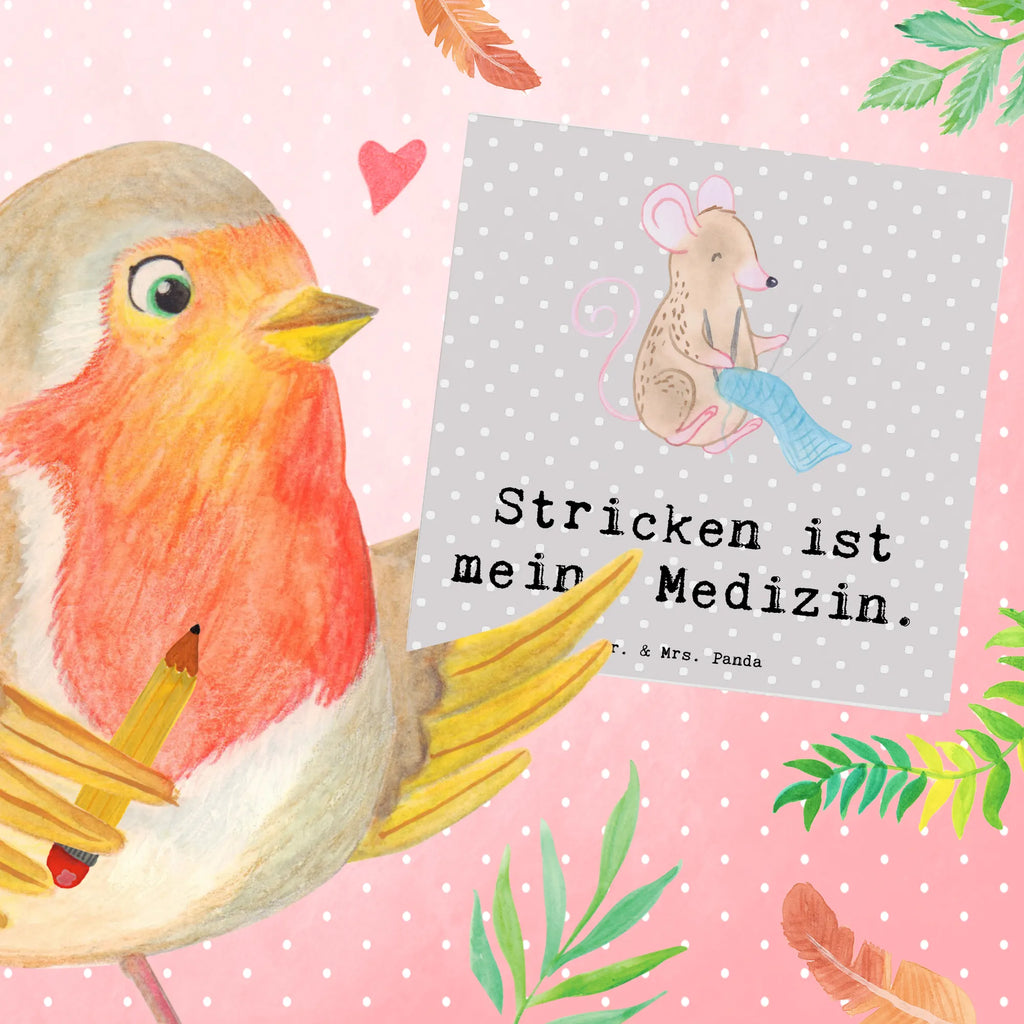 Deluxe Card Mouse Knit Hochwertige Klappkarte, Einladungskarte, Klappkarte, Hochzeitskarte, Karte, Grußkarte, Hochwertige Grußkarte, Geburtstagskarte, Glückwunschkarte, Geschenk, Sport, Sportart, Hobby, Schenken, Danke, Dankeschön, Auszeichnung, Gewinn, Sportler, DIY, Stricken