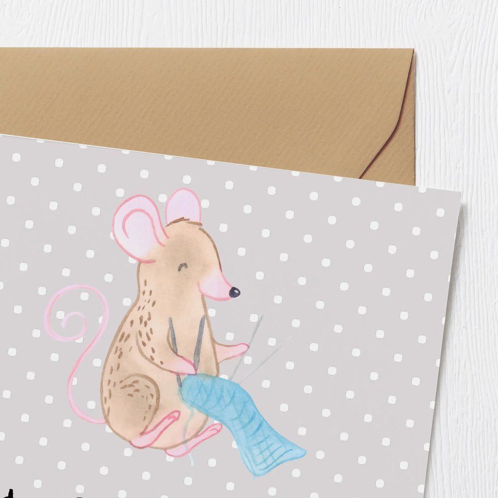 Deluxe Card Mouse Knit Hochwertige Klappkarte, Einladungskarte, Klappkarte, Hochzeitskarte, Karte, Grußkarte, Hochwertige Grußkarte, Geburtstagskarte, Glückwunschkarte, Geschenk, Sport, Sportart, Hobby, Schenken, Danke, Dankeschön, Auszeichnung, Gewinn, Sportler, DIY, Stricken