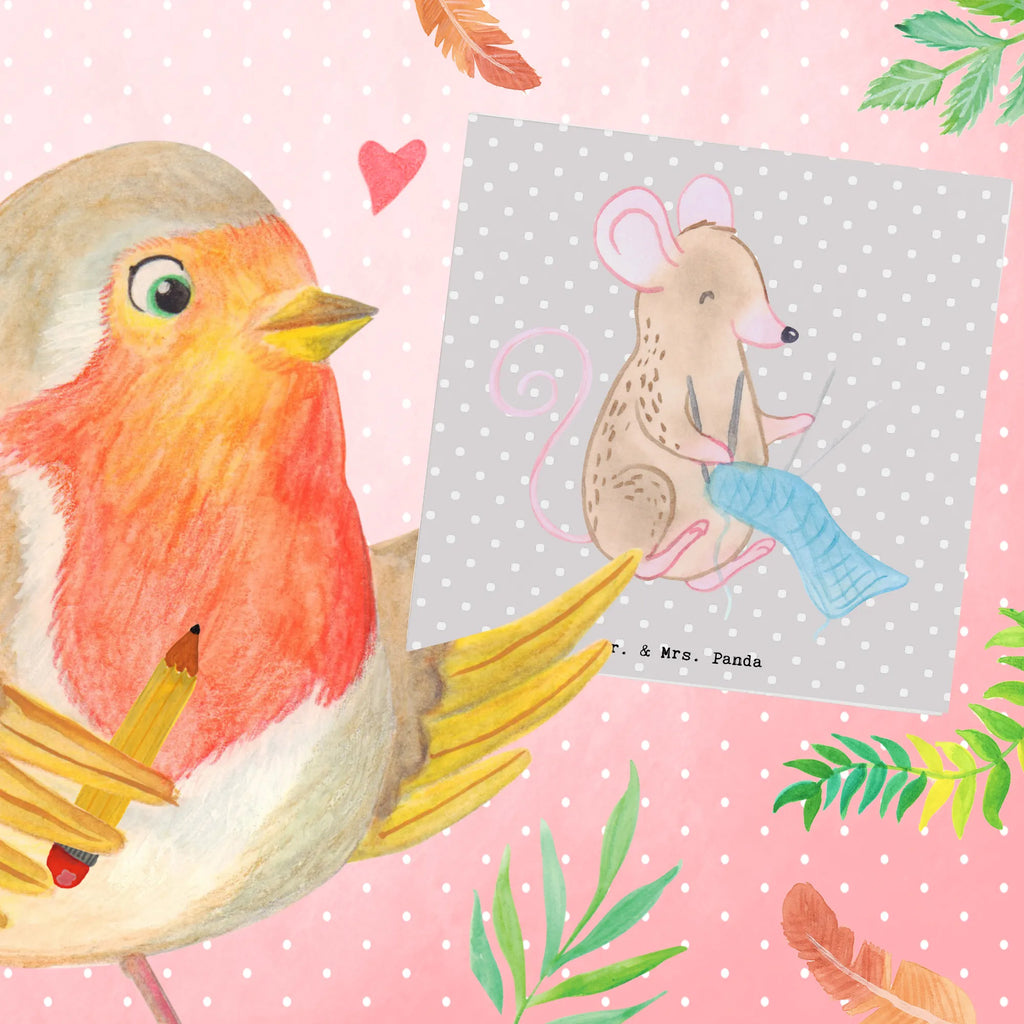 Deluxe Card Mouse Knit Hochwertige Klappkarte, Einladungskarte, Klappkarte, Hochzeitskarte, Karte, Grußkarte, Hochwertige Grußkarte, Geburtstagskarte, Glückwunschkarte, Geschenk, Sport, Sportart, Hobby, Schenken, Danke, Dankeschön, Auszeichnung, Gewinn, Sportler, DIY, Stricken