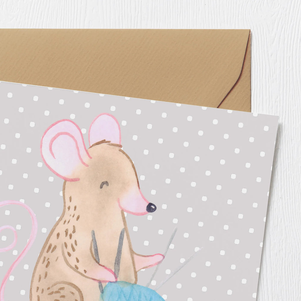 Deluxe Card Mouse Knit Hochwertige Klappkarte, Einladungskarte, Klappkarte, Hochzeitskarte, Karte, Grußkarte, Hochwertige Grußkarte, Geburtstagskarte, Glückwunschkarte, Geschenk, Sport, Sportart, Hobby, Schenken, Danke, Dankeschön, Auszeichnung, Gewinn, Sportler, DIY, Stricken