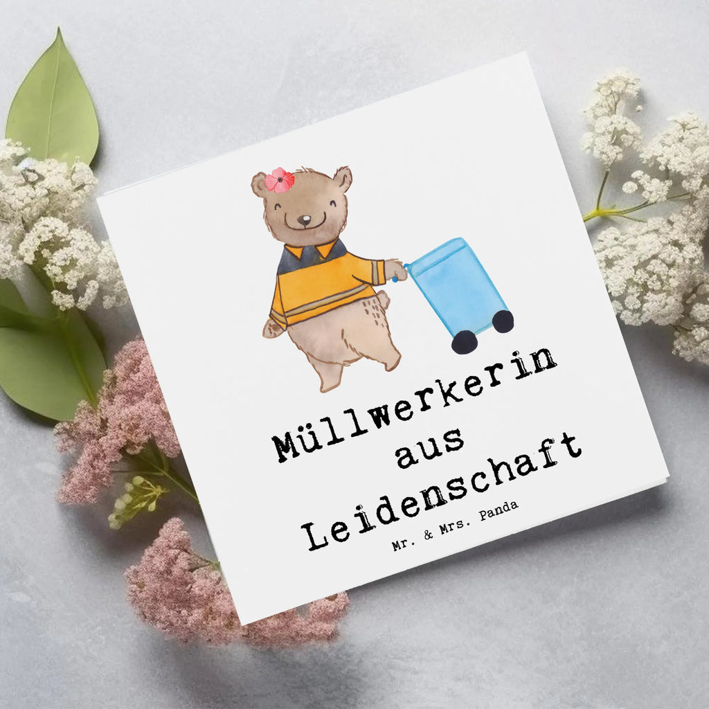 Deluxe Card female garbage collector passion Karte, Grußkarte, Hochwertige Grußkarte, Geburtstagskarte, Glückwunschkarte, Hochzeitskarte, Einladungskarte, Hochwertige Klappkarte, Klappkarte, Beruf, Ausbildung, Jubiläum, Abschied, Rente, Kollege, Kollegin, Geschenk, Schenken, Arbeitskollege, Mitarbeiter, Firma, Danke, Dankeschön, Müllwerkerin, Kehrichtfrau, Müllentsorgerin, Müllfrau, Müllfahreriin, Fachkraft Kreislauf- und Abfallwirtschaft