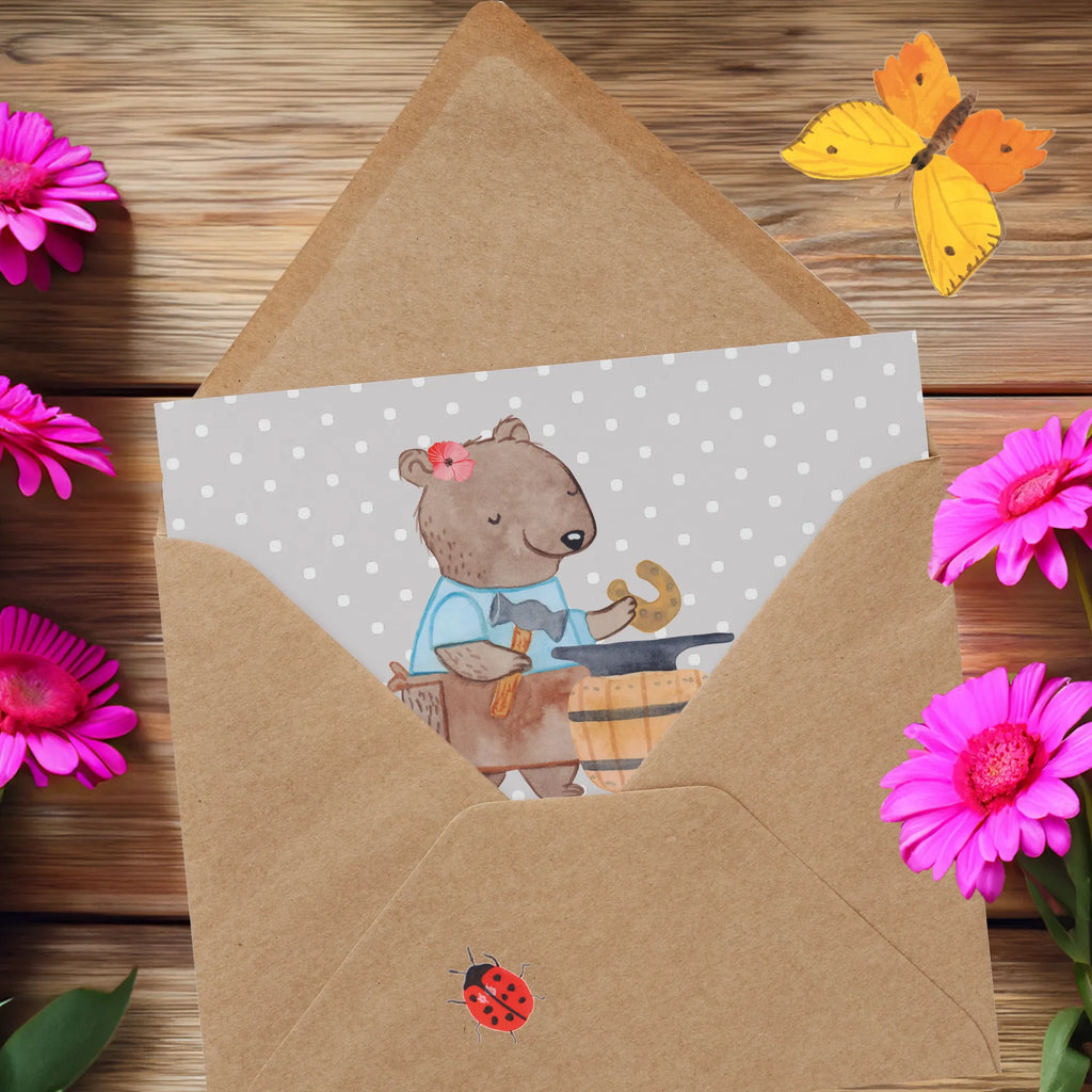 Deluxe Karte Schmiedin Herz Glückwunschkarte, Grußkarte, Hochzeitskarte, Karte, Klappkarte, Hochwertige Grußkarte, Einladungskarte, Geburtstagskarte, Hochwertige Klappkarte, Beruf, Ausbildung, Jubiläum, Abschied, Rente, Kollege, Kollegin, Geschenk, Schenken, Arbeitskollege, Mitarbeiter, Firma, Danke, Dankeschön