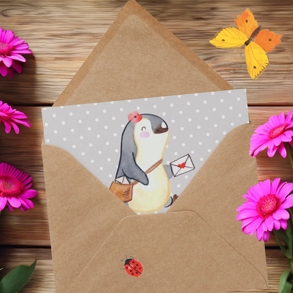 Deluxe Karte Postbotin Herz Einladungskarte, Karte, Klappkarte, Hochwertige Grußkarte, Geburtstagskarte, Glückwunschkarte, Grußkarte, Hochzeitskarte, Hochwertige Klappkarte, Beruf, Ausbildung, Jubiläum, Abschied, Rente, Kollege, Kollegin, Geschenk, Schenken, Arbeitskollege, Mitarbeiter, Firma, Danke, Dankeschön, Postbotin, Briefzustellerin, Briefträgerin, Postlerin