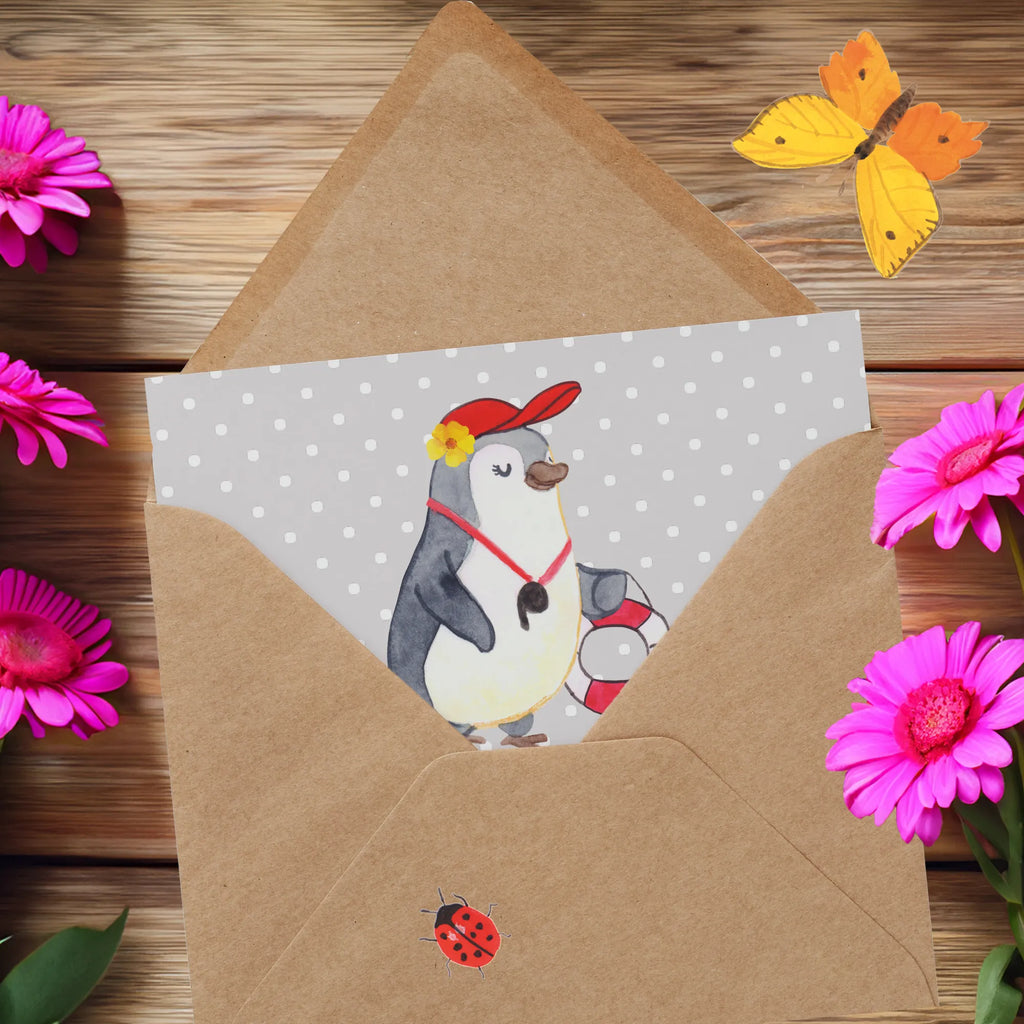 Deluxe Card Lifeguard heart Karte, Glückwunschkarte, Geburtstagskarte, Hochzeitskarte, Grußkarte, Klappkarte, Hochwertige Grußkarte, Hochwertige Klappkarte, Einladungskarte, Beruf, Ausbildung, Jubiläum, Abschied, Rente, Kollege, Kollegin, Geschenk, Schenken, Arbeitskollege, Mitarbeiter, Firma, Danke, Dankeschön, Badeanstalt, Schwimmschule, Freibad, Bademeisterin, Rettungsschwimmerin, Schwimmverein, Schwimmbad, Schwimmmeisterin