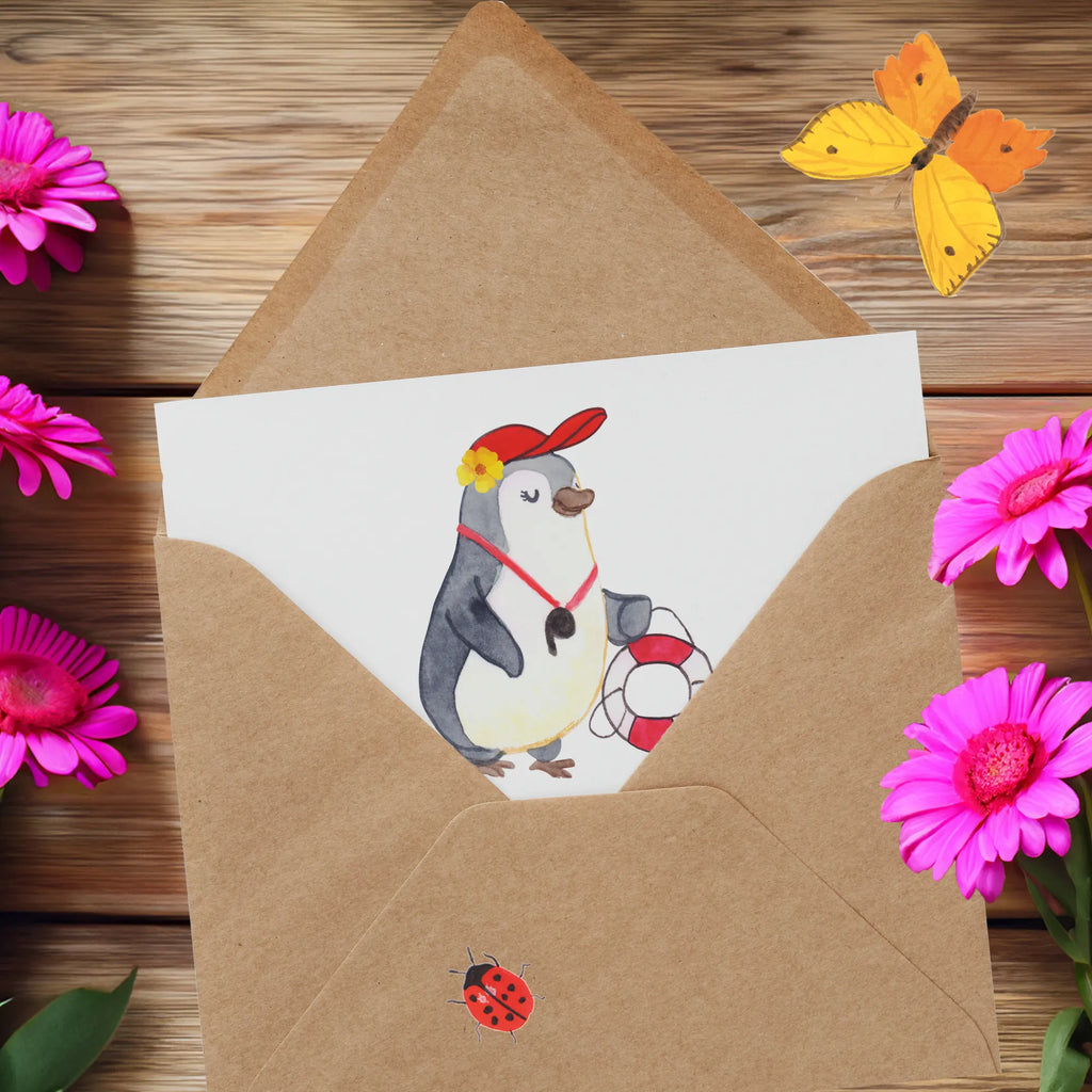 Deluxe Card Lifeguard heart Karte, Glückwunschkarte, Geburtstagskarte, Hochzeitskarte, Grußkarte, Klappkarte, Hochwertige Grußkarte, Hochwertige Klappkarte, Einladungskarte, Beruf, Ausbildung, Jubiläum, Abschied, Rente, Kollege, Kollegin, Geschenk, Schenken, Arbeitskollege, Mitarbeiter, Firma, Danke, Dankeschön, Badeanstalt, Schwimmschule, Freibad, Bademeisterin, Rettungsschwimmerin, Schwimmverein, Schwimmbad, Schwimmmeisterin