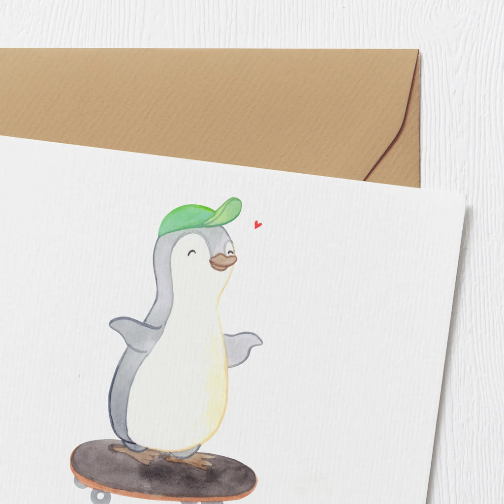 Personalisierte Deluxe Karte Pinguin Skateboarden Grußkarte mit persönlichen Nachrichten, Grußkarte selber drucken, Grußkarte selbst gestalten, Grußkarte als Geldgeschenk, Personalisierte Glückwunschkarte, Personalisierte Karte, Grußkarte mit Namen, Grußkarten personalisiert, Personalisiertere Klappkarte, Personalisierte Grußkarte, Personalisierte Hochzeitskarte, Personalisierte Geburtstagskarte, Personalisierte Einladungskarte, Geschenk, Sport, Sportart, Hobby, Schenken, Danke, Dankeschön, Auszeichnung, Gewinn, Sportler, Skaten, Skateboarden, Skateboard, Skateplatz, Skateboard fahren