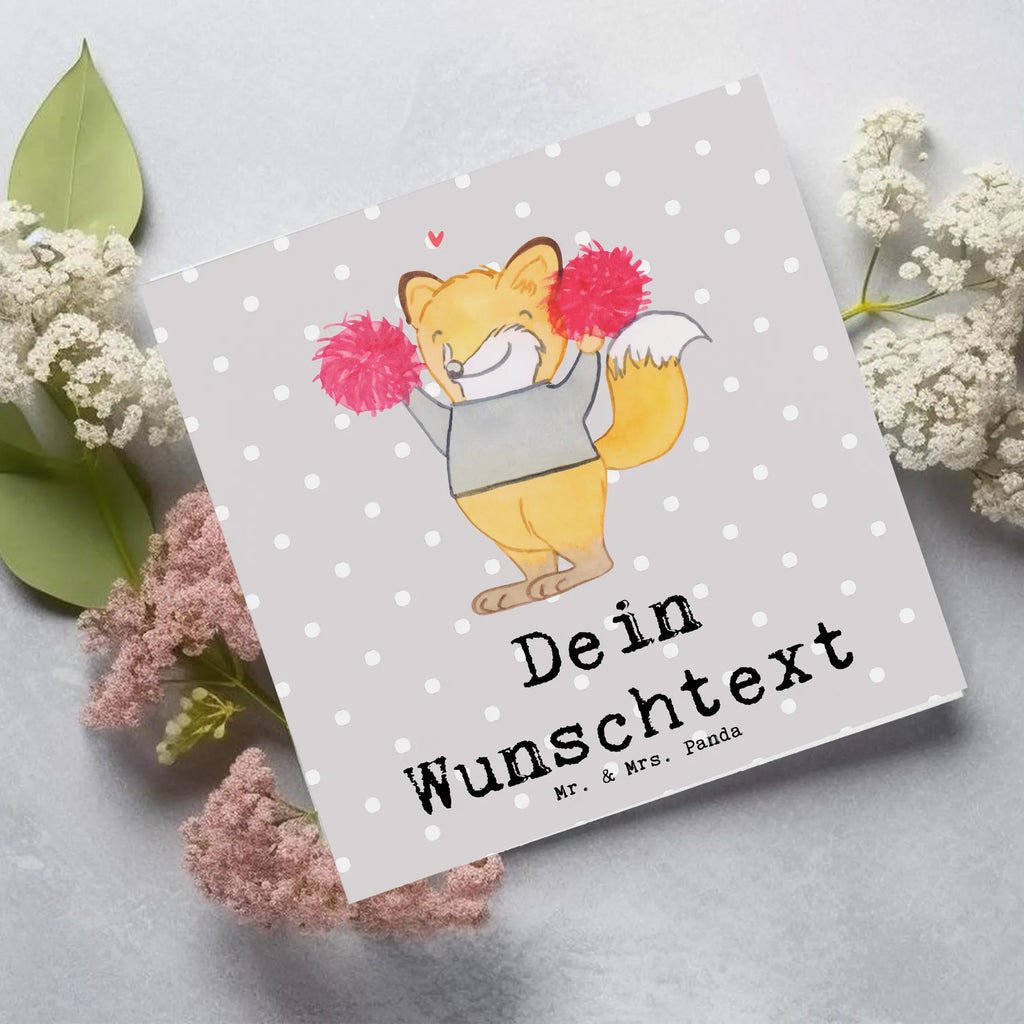 Personalized Deluxe Card Fox cheerleader Personalisierte Karte, Grußkarte selbst gestalten, Personalisierte Hochzeitskarte, Personalisierte Grußkarte, Grußkarte selber drucken, Personalisierte Glückwunschkarte, Personalisierte Einladungskarte, Personalisiertere Klappkarte, Grußkarte als Geldgeschenk, Personalisierte Geburtstagskarte, Grußkarte mit persönlichen Nachrichten, Grußkarten personalisiert, Grußkarte mit Namen, Geschenk, Sport, Sportart, Hobby, Schenken, Danke, Dankeschön, Auszeichnung, Gewinn, Sportler, Cheerleader, Cheerleading, Turniere, Turn Club, Turnen