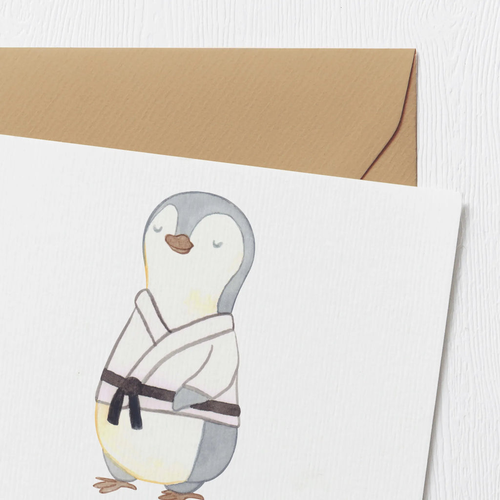 Personalisierte Deluxe Karte Pinguin Karate Grußkarte mit persönlichen Nachrichten, Grußkarten personalisiert, Grußkarte selbst gestalten, Personalisierte Geburtstagskarte, Grußkarte als Geldgeschenk, Personalisierte Glückwunschkarte, Personalisiertere Klappkarte, Grußkarte selber drucken, Personalisierte Hochzeitskarte, Personalisierte Grußkarte, Personalisierte Einladungskarte, Personalisierte Karte, Grußkarte mit Namen, Geschenk, Sport, Sportart, Hobby, Schenken, Danke, Dankeschön, Auszeichnung, Gewinn, Sportler, Kampfsportart, Kampfkunst, Karate, Karate Verein, Selbstverteidigung