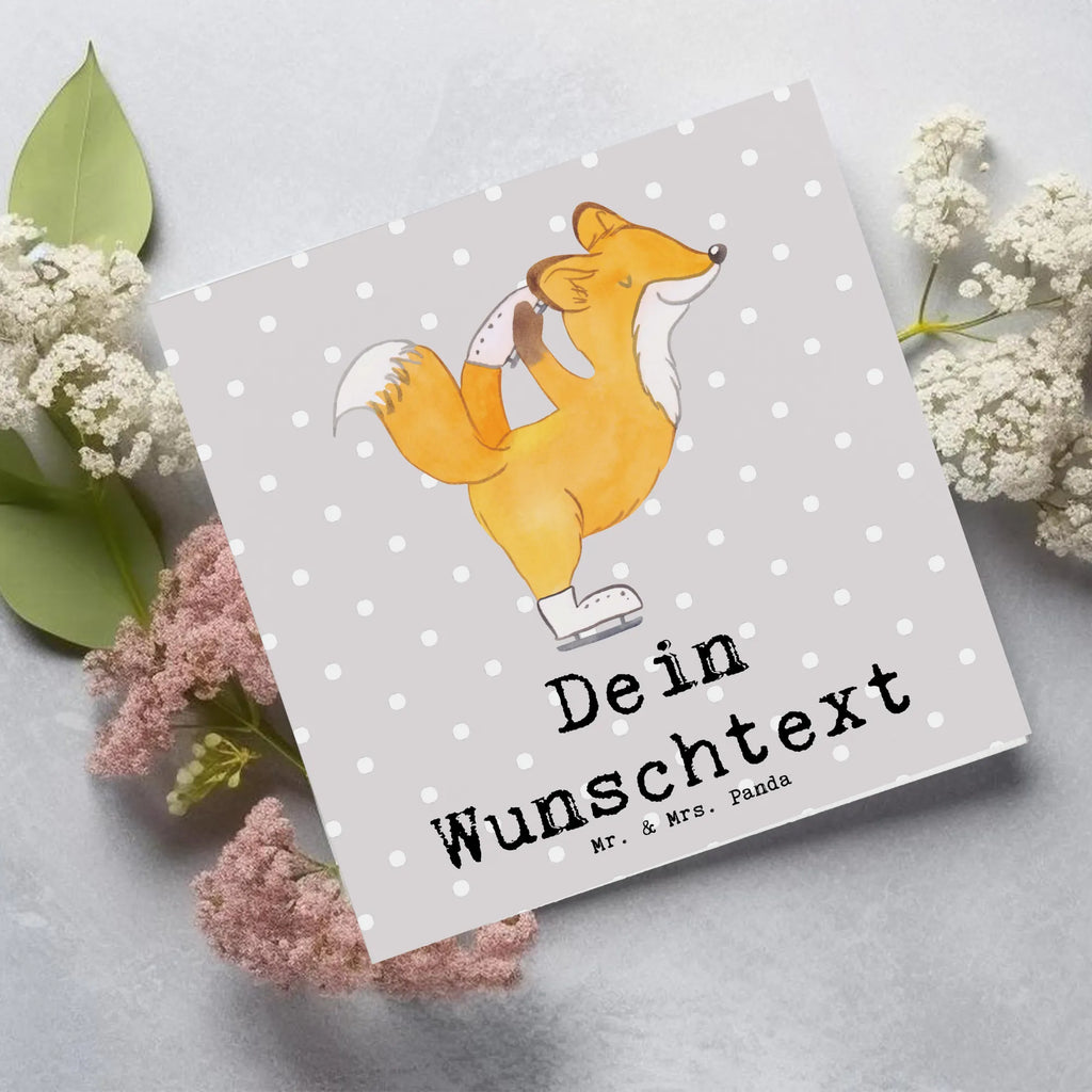 Personalized Deluxe Card Fox figure skater Personalisiertere Klappkarte, Grußkarte selbst gestalten, Personalisierte Hochzeitskarte, Grußkarte mit Namen, Personalisierte Einladungskarte, Personalisierte Glückwunschkarte, Personalisierte Geburtstagskarte, Grußkarte als Geldgeschenk, Personalisierte Grußkarte, Grußkarte selber drucken, Personalisierte Karte, Grußkarten personalisiert, Grußkarte mit persönlichen Nachrichten, Geschenk, Sport, Sportart, Hobby, Schenken, Danke, Dankeschön, Auszeichnung, Gewinn, Sportler, Eiskunstläufer, Eiskunstläuferin, Eiskunst