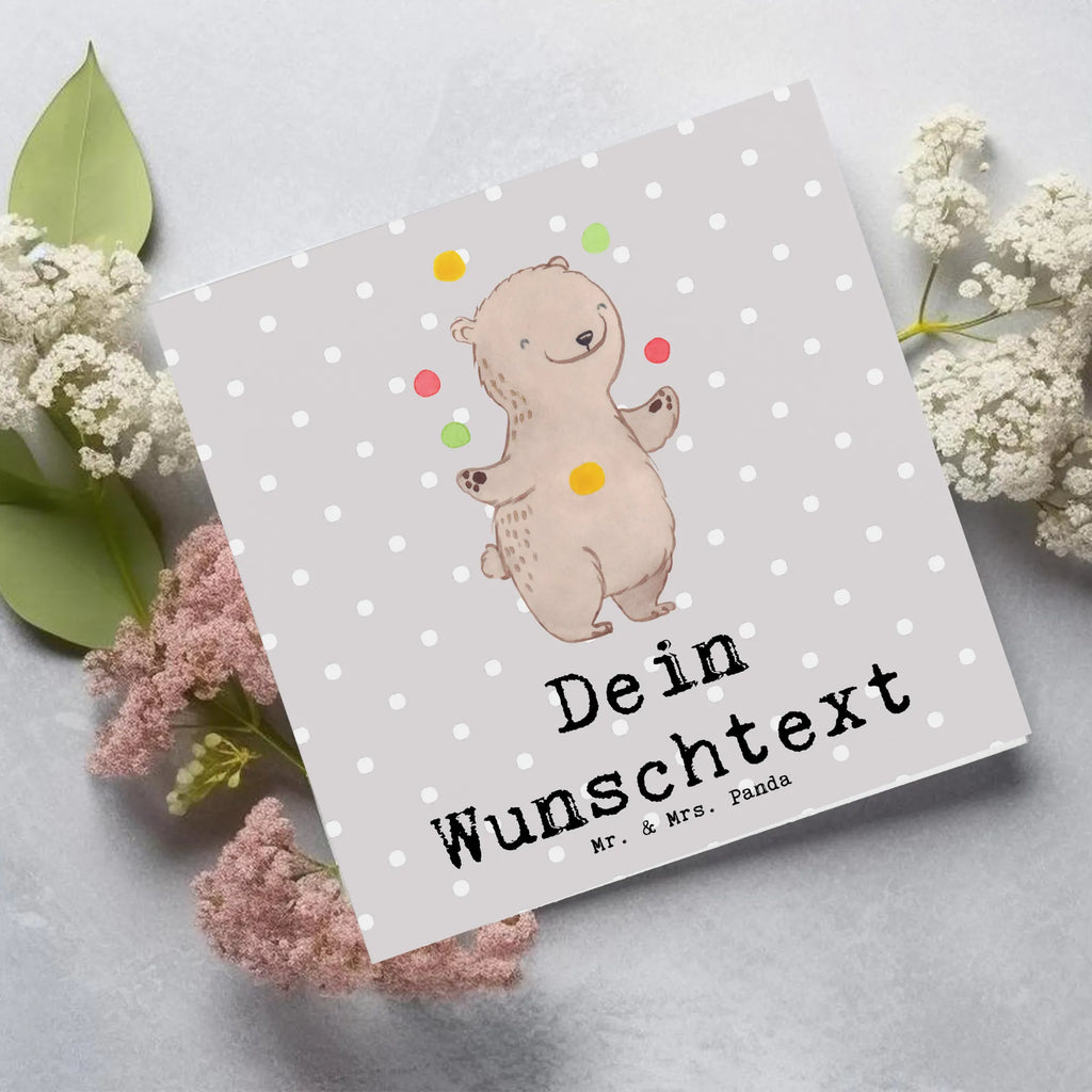 Personalized Deluxe Card bear Juggle Grußkarte mit persönlichen Nachrichten, Personalisierte Grußkarte, Personalisierte Einladungskarte, Grußkarten personalisiert, Personalisierte Karte, Grußkarte selber drucken, Personalisierte Hochzeitskarte, Personalisierte Glückwunschkarte, Grußkarte selbst gestalten, Personalisierte Geburtstagskarte, Grußkarte mit Namen, Personalisiertere Klappkarte, Grußkarte als Geldgeschenk, Geschenk, Sport, Sportart, Hobby, Schenken, Danke, Dankeschön, Auszeichnung, Gewinn, Sportler, Zirkus, Jongleur, Jonglieren, Artistik
