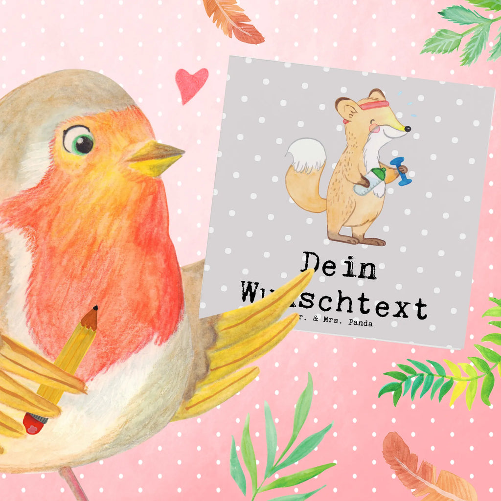 Personalized Deluxe Card Fox fitness Personalisierte Geburtstagskarte, Personalisierte Karte, Personalisierte Einladungskarte, Personalisierte Hochzeitskarte, Personalisiertere Klappkarte, Grußkarte selbst gestalten, Grußkarte als Geldgeschenk, Personalisierte Grußkarte, Grußkarte selber drucken, Grußkarte mit persönlichen Nachrichten, Grußkarten personalisiert, Personalisierte Glückwunschkarte, Grußkarte mit Namen, Geschenk, Sport, Sportart, Hobby, Schenken, Danke, Dankeschön, Auszeichnung, Gewinn, Sportler, Fitness, Kraftsport, Sport treiben, Sportclub, Fitnessstudio