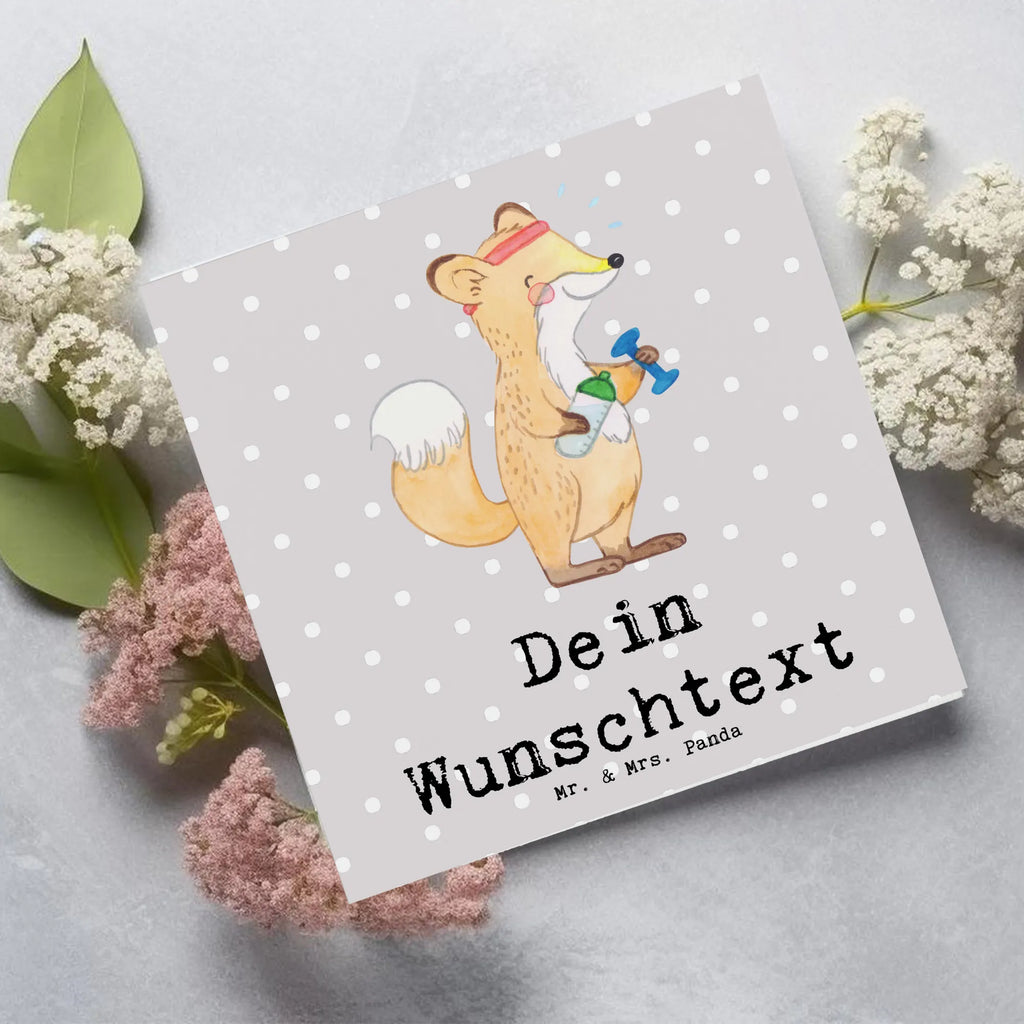 Personalized Deluxe Card Fox fitness Personalisierte Geburtstagskarte, Personalisierte Karte, Personalisierte Einladungskarte, Personalisierte Hochzeitskarte, Personalisiertere Klappkarte, Grußkarte selbst gestalten, Grußkarte als Geldgeschenk, Personalisierte Grußkarte, Grußkarte selber drucken, Grußkarte mit persönlichen Nachrichten, Grußkarten personalisiert, Personalisierte Glückwunschkarte, Grußkarte mit Namen, Geschenk, Sport, Sportart, Hobby, Schenken, Danke, Dankeschön, Auszeichnung, Gewinn, Sportler, Fitness, Kraftsport, Sport treiben, Sportclub, Fitnessstudio