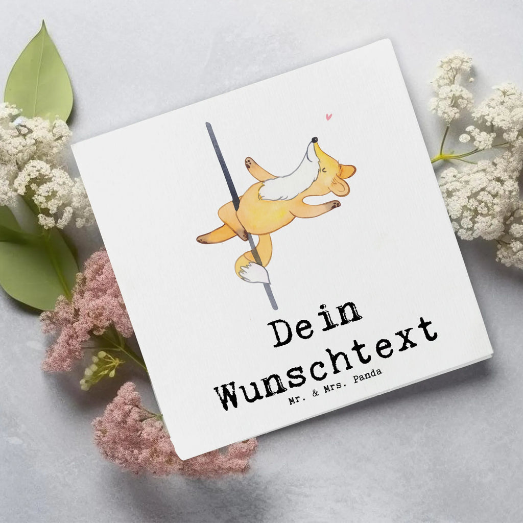 Personalisierte Deluxe Karte Fuchs Poledance Personalisierte Hochzeitskarte, Grußkarte mit Namen, Personalisierte Grußkarte, Grußkarte mit persönlichen Nachrichten, Grußkarte als Geldgeschenk, Personalisierte Glückwunschkarte, Personalisierte Geburtstagskarte, Grußkarten personalisiert, Personalisiertere Klappkarte, Personalisierte Einladungskarte, Grußkarte selbst gestalten, Personalisierte Karte, Grußkarte selber drucken, Geschenk, Sport, Sportart, Hobby, Schenken, Danke, Dankeschön, Auszeichnung, Gewinn, Sportler, Pole Dance, Tanz, Tanzen