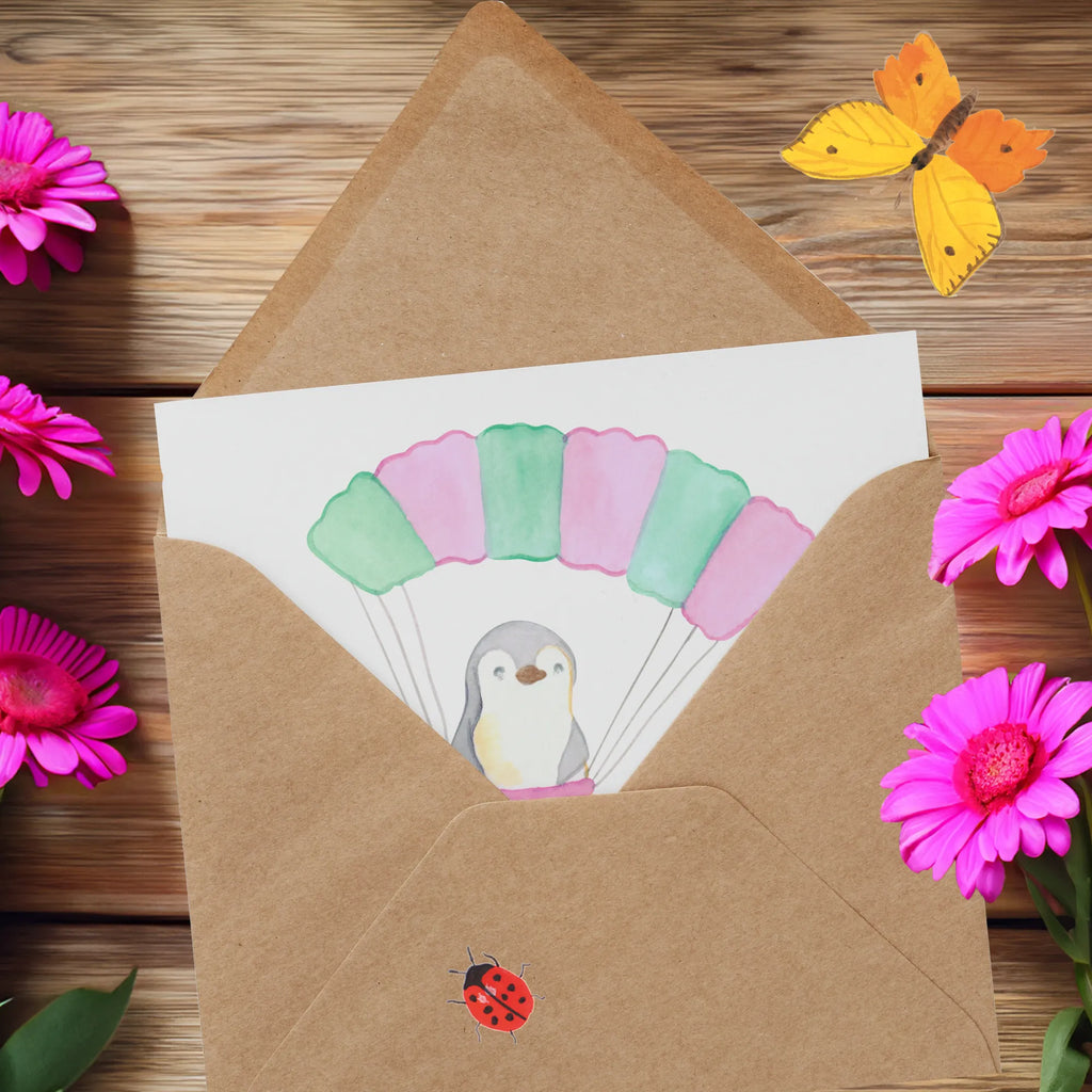 Personalized Deluxe Card penguin parachute jump Personalisierte Karte, Grußkarte mit persönlichen Nachrichten, Grußkarte als Geldgeschenk, Personalisiertere Klappkarte, Grußkarte selber drucken, Personalisierte Glückwunschkarte, Personalisierte Hochzeitskarte, Personalisierte Geburtstagskarte, Personalisierte Grußkarte, Grußkarte mit Namen, Grußkarten personalisiert, Personalisierte Einladungskarte, Grußkarte selbst gestalten, Geschenk, Sport, Sportart, Hobby, Schenken, Danke, Dankeschön, Auszeichnung, Gewinn, Sportler, Fallschirmsprung, Fallschirmspringen, Skydive