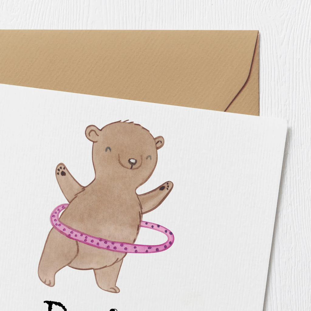 Personalisierte Deluxe Karte Bär Hula Hoop Grußkarte als Geldgeschenk, Personalisierte Hochzeitskarte, Personalisierte Einladungskarte, Personalisierte Grußkarte, Grußkarte selber drucken, Personalisiertere Klappkarte, Personalisierte Karte, Personalisierte Glückwunschkarte, Grußkarte mit Namen, Personalisierte Geburtstagskarte, Grußkarte selbst gestalten, Grußkarte mit persönlichen Nachrichten, Grußkarten personalisiert, Geschenk, Sport, Sportart, Hobby, Schenken, Danke, Dankeschön, Auszeichnung, Gewinn, Sportler, Hula Hoop, Fitness, Training