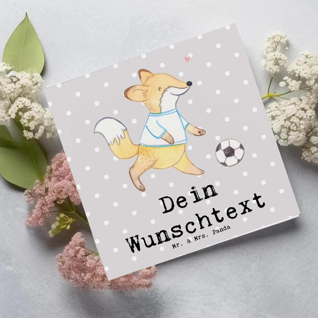 Personalized Deluxe Card Fox play soccer Grußkarte mit Namen, Personalisiertere Klappkarte, Grußkarte selber drucken, Personalisierte Karte, Grußkarten personalisiert, Personalisierte Einladungskarte, Grußkarte selbst gestalten, Grußkarte mit persönlichen Nachrichten, Personalisierte Glückwunschkarte, Personalisierte Grußkarte, Grußkarte als Geldgeschenk, Personalisierte Hochzeitskarte, Personalisierte Geburtstagskarte, Geschenk, Sport, Sportart, Hobby, Schenken, Danke, Dankeschön, Auszeichnung, Gewinn, Sportler, Punktspiele, Fußball, Fußballtraining, Fußball spielen, Fußball Turnier, Fußballverein, Fußballmannschaft