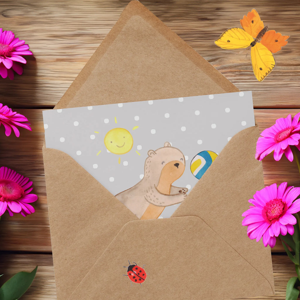 Personalized Deluxe Card otter beach volleyball Grußkarte selbst gestalten, Grußkarten personalisiert, Personalisierte Geburtstagskarte, Personalisierte Grußkarte, Personalisiertere Klappkarte, Personalisierte Einladungskarte, Personalisierte Karte, Personalisierte Hochzeitskarte, Grußkarte selber drucken, Grußkarte mit Namen, Personalisierte Glückwunschkarte, Grußkarte als Geldgeschenk, Grußkarte mit persönlichen Nachrichten, Geschenk, Sport, Sportart, Hobby, Schenken, Danke, Dankeschön, Auszeichnung, Gewinn, Sportler, Volleyball, Beachvolleyball, Volleyballturnier, Ballsport