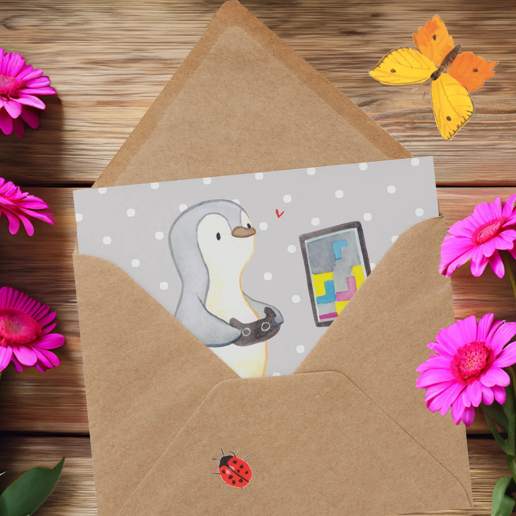 Personalized Deluxe Card penguin Gamble Grußkarten personalisiert, Personalisierte Karte, Personalisiertere Klappkarte, Grußkarte selbst gestalten, Personalisierte Grußkarte, Personalisierte Einladungskarte, Personalisierte Glückwunschkarte, Grußkarte mit Namen, Personalisierte Hochzeitskarte, Grußkarte mit persönlichen Nachrichten, Personalisierte Geburtstagskarte, Grußkarte selber drucken, Grußkarte als Geldgeschenk, Geschenk, Sport, Sportart, Hobby, Schenken, Danke, Dankeschön, Auszeichnung, Gewinn, Sportler, Zocken, Videospiele, Gaming, Videogames