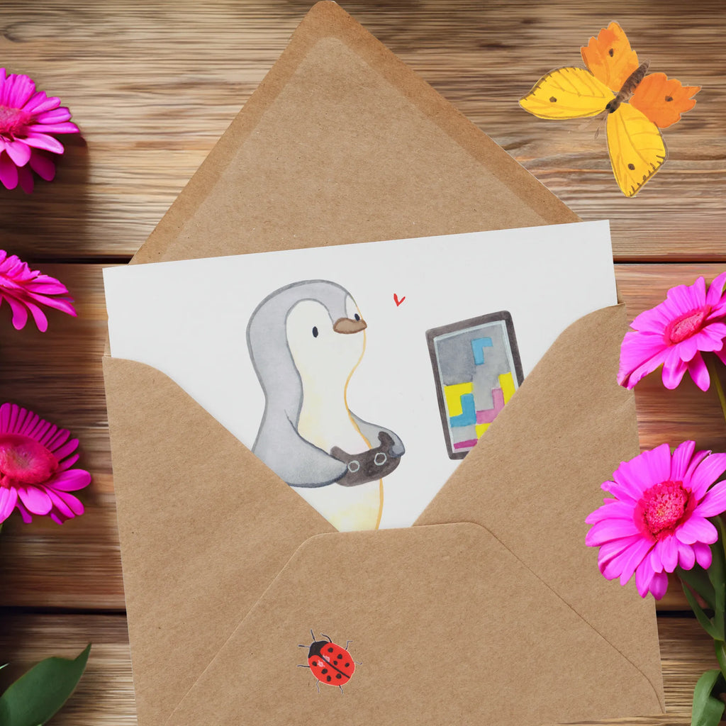 Personalized Deluxe Card penguin Gamble Grußkarten personalisiert, Personalisierte Karte, Personalisiertere Klappkarte, Grußkarte selbst gestalten, Personalisierte Grußkarte, Personalisierte Einladungskarte, Personalisierte Glückwunschkarte, Grußkarte mit Namen, Personalisierte Hochzeitskarte, Grußkarte mit persönlichen Nachrichten, Personalisierte Geburtstagskarte, Grußkarte selber drucken, Grußkarte als Geldgeschenk, Geschenk, Sport, Sportart, Hobby, Schenken, Danke, Dankeschön, Auszeichnung, Gewinn, Sportler, Zocken, Videospiele, Gaming, Videogames