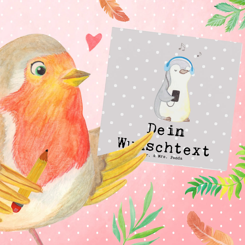 Personalized Deluxe Card penguin listen to music Grußkarten personalisiert, Grußkarte mit Namen, Personalisierte Hochzeitskarte, Personalisiertere Klappkarte, Grußkarte als Geldgeschenk, Personalisierte Karte, Personalisierte Geburtstagskarte, Personalisierte Grußkarte, Grußkarte selber drucken, Grußkarte selbst gestalten, Personalisierte Glückwunschkarte, Grußkarte mit persönlichen Nachrichten, Personalisierte Einladungskarte, Geschenk, Sport, Sportart, Hobby, Schenken, Danke, Dankeschön, Auszeichnung, Gewinn, Sportler, Lieblingssong, Musik hören