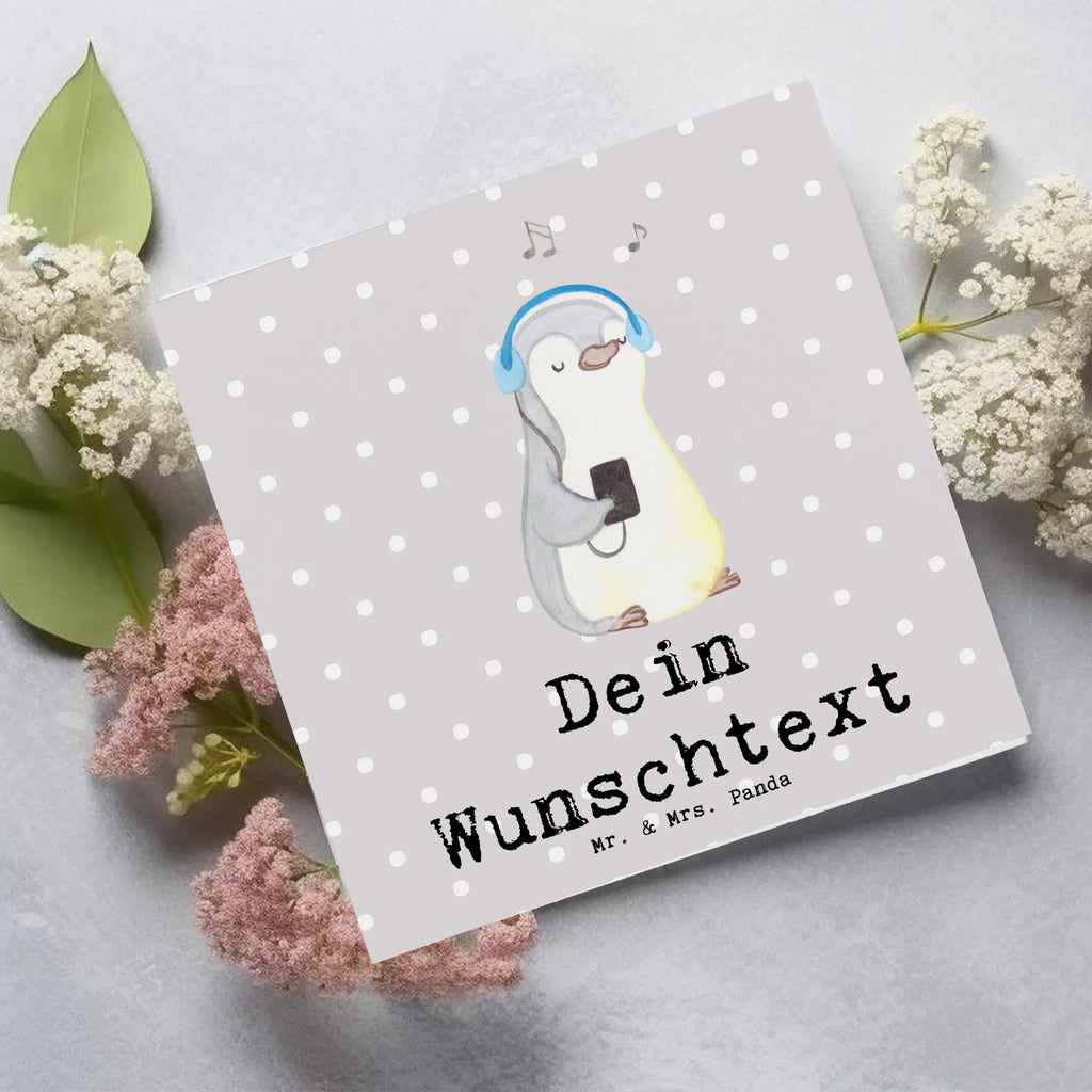 Personalized Deluxe Card penguin listen to music Grußkarten personalisiert, Grußkarte mit Namen, Personalisierte Hochzeitskarte, Personalisiertere Klappkarte, Grußkarte als Geldgeschenk, Personalisierte Karte, Personalisierte Geburtstagskarte, Personalisierte Grußkarte, Grußkarte selber drucken, Grußkarte selbst gestalten, Personalisierte Glückwunschkarte, Grußkarte mit persönlichen Nachrichten, Personalisierte Einladungskarte, Geschenk, Sport, Sportart, Hobby, Schenken, Danke, Dankeschön, Auszeichnung, Gewinn, Sportler, Lieblingssong, Musik hören