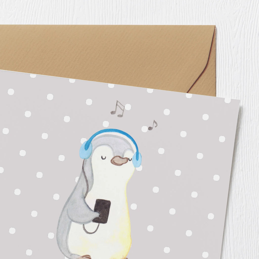 Personalized Deluxe Card penguin listen to music Grußkarten personalisiert, Grußkarte mit Namen, Personalisierte Hochzeitskarte, Personalisiertere Klappkarte, Grußkarte als Geldgeschenk, Personalisierte Karte, Personalisierte Geburtstagskarte, Personalisierte Grußkarte, Grußkarte selber drucken, Grußkarte selbst gestalten, Personalisierte Glückwunschkarte, Grußkarte mit persönlichen Nachrichten, Personalisierte Einladungskarte, Geschenk, Sport, Sportart, Hobby, Schenken, Danke, Dankeschön, Auszeichnung, Gewinn, Sportler, Lieblingssong, Musik hören
