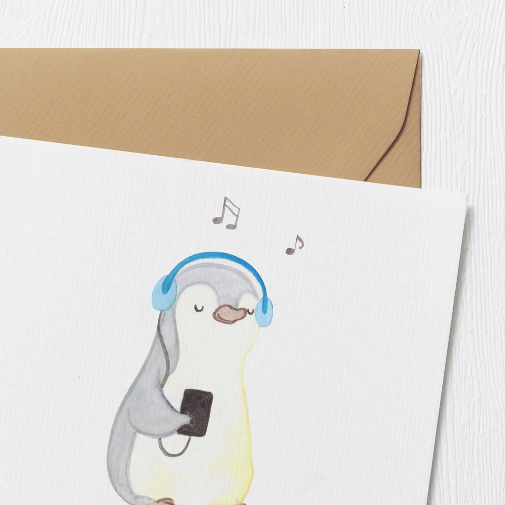 Personalized Deluxe Card penguin listen to music Grußkarten personalisiert, Grußkarte mit Namen, Personalisierte Hochzeitskarte, Personalisiertere Klappkarte, Grußkarte als Geldgeschenk, Personalisierte Karte, Personalisierte Geburtstagskarte, Personalisierte Grußkarte, Grußkarte selber drucken, Grußkarte selbst gestalten, Personalisierte Glückwunschkarte, Grußkarte mit persönlichen Nachrichten, Personalisierte Einladungskarte, Geschenk, Sport, Sportart, Hobby, Schenken, Danke, Dankeschön, Auszeichnung, Gewinn, Sportler, Lieblingssong, Musik hören