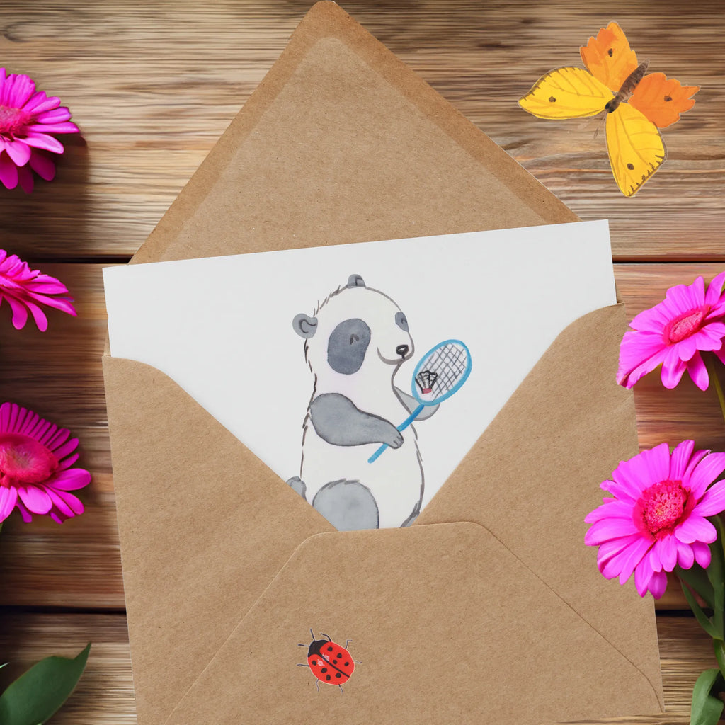 Personalized Deluxe Card panda badminton Grußkarte mit Namen, Personalisierte Grußkarte, Grußkarten personalisiert, Grußkarte als Geldgeschenk, Grußkarte mit persönlichen Nachrichten, Personalisierte Einladungskarte, Personalisierte Geburtstagskarte, Personalisierte Hochzeitskarte, Grußkarte selbst gestalten, Personalisiertere Klappkarte, Personalisierte Glückwunschkarte, Personalisierte Karte, Grußkarte selber drucken, Geschenk, Sport, Sportart, Hobby, Schenken, Danke, Dankeschön, Auszeichnung, Gewinn, Sportler, Badminton, Badminton spielen
