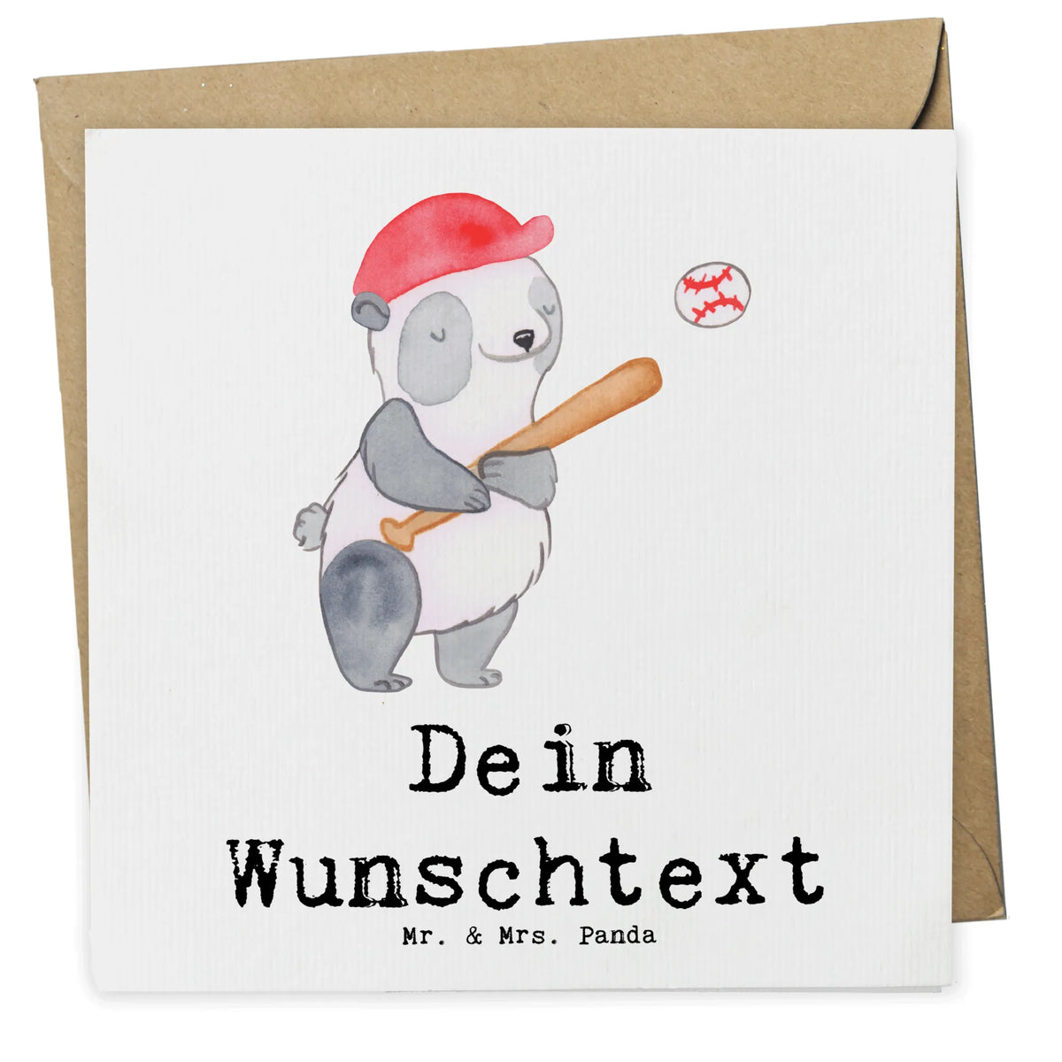 Personalized Deluxe Card panda playing baseball Gift, giving, thank you, award, profit, athlete, ball sports, baseball games, play baseball, baseball field, baseball club