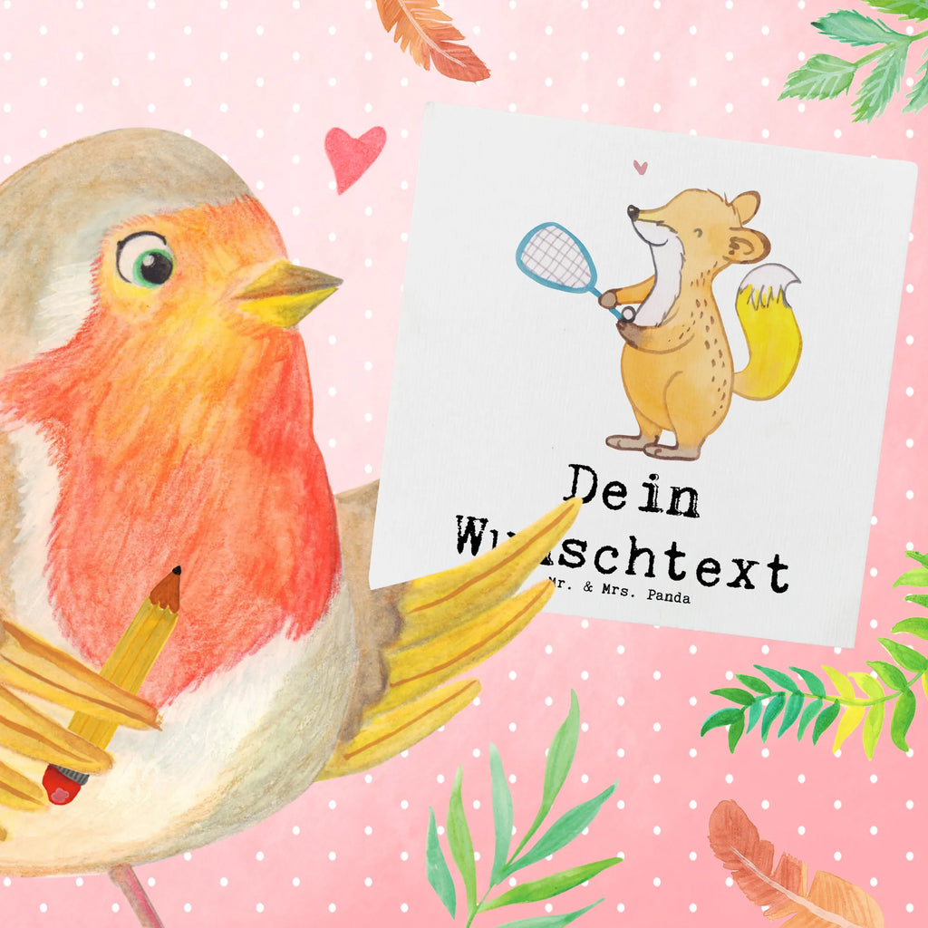 Personalized Deluxe Card Fox playing squash Grußkarte selbst gestalten, Grußkarte selber drucken, Personalisiertere Klappkarte, Personalisierte Glückwunschkarte, Personalisierte Hochzeitskarte, Grußkarte als Geldgeschenk, Personalisierte Karte, Grußkarte mit Namen, Personalisierte Grußkarte, Personalisierte Einladungskarte, Grußkarten personalisiert, Grußkarte mit persönlichen Nachrichten, Personalisierte Geburtstagskarte, Geschenk, Sport, Sportart, Hobby, Schenken, Danke, Dankeschön, Auszeichnung, Gewinn, Sportler, Squash spielen, Ballsport, Squashhalle