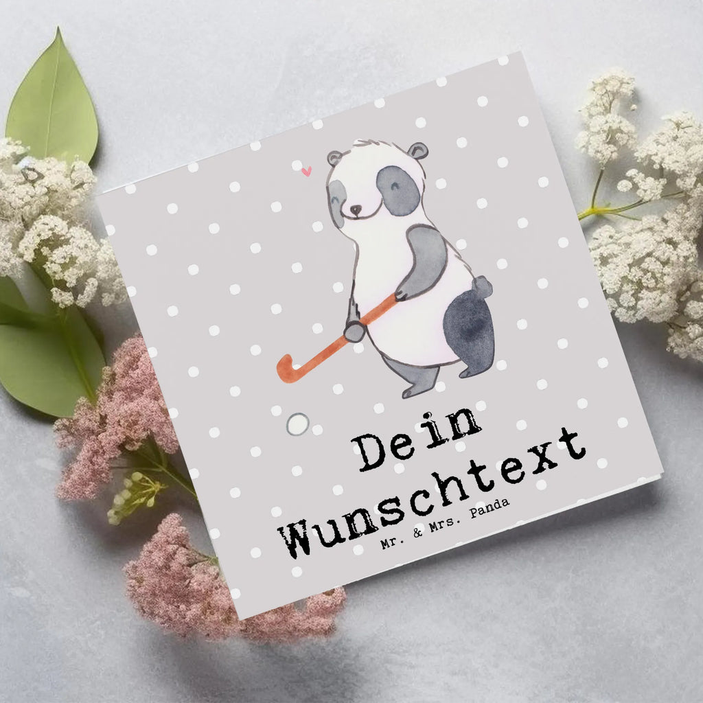 Personalized Deluxe Card panda play hockey Grußkarte mit Namen, Personalisierte Karte, Personalisierte Geburtstagskarte, Personalisierte Grußkarte, Grußkarte als Geldgeschenk, Grußkarten personalisiert, Grußkarte selber drucken, Personalisiertere Klappkarte, Personalisierte Hochzeitskarte, Grußkarte selbst gestalten, Personalisierte Einladungskarte, Personalisierte Glückwunschkarte, Grußkarte mit persönlichen Nachrichten, Geschenk, Sport, Sportart, Hobby, Schenken, Danke, Dankeschön, Auszeichnung, Gewinn, Sportler, Feldhockey, Hockey Verein, Hockey spielen, Hockeyschläger