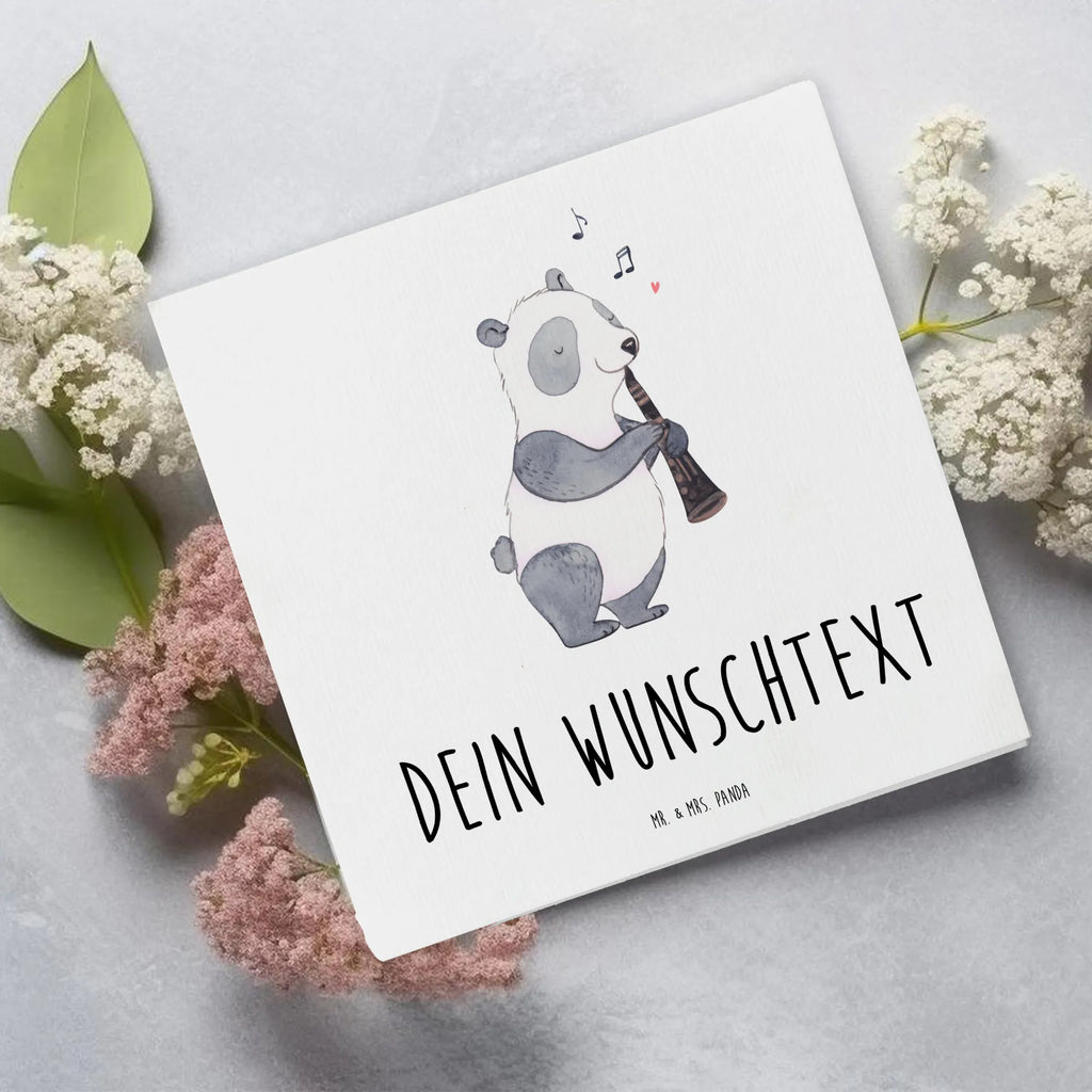 Personalisierte Deluxe Karte Panda Klarinette Personalisiertere Klappkarte, Grußkarte selbst gestalten, Grußkarten personalisiert, Grußkarte als Geldgeschenk, Personalisierte Grußkarte, Grußkarte selber drucken, Personalisierte Geburtstagskarte, Personalisierte Glückwunschkarte, Personalisierte Einladungskarte, Grußkarte mit Namen, Personalisierte Hochzeitskarte, Personalisierte Karte, Grußkarte mit persönlichen Nachrichten, Instrumente, Geschenke Musiker, Musikliebhaber, Holzblasinstrument, Panda, Orchester, Klarinette, Ensemble, Klassik