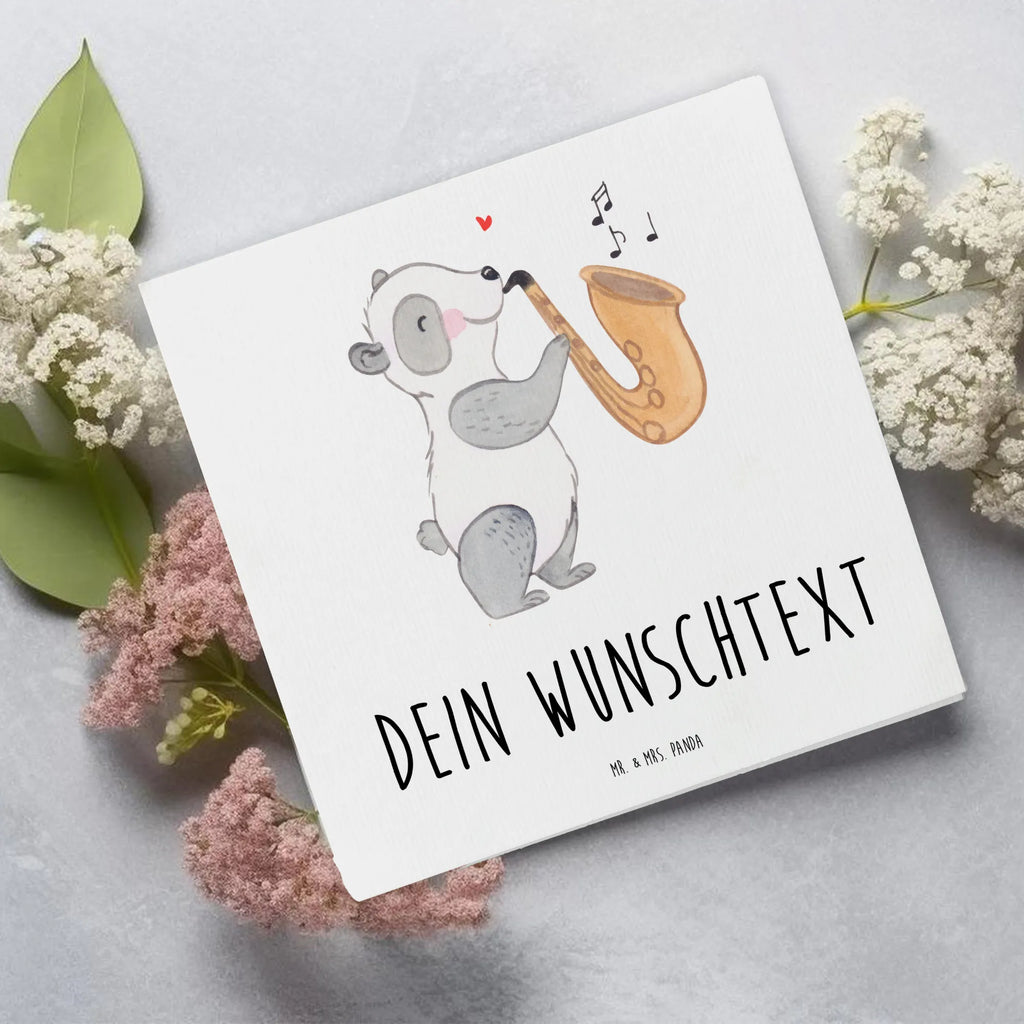 Personalized Deluxe Card Panda saxophone Personalisiertere Klappkarte, Grußkarte als Geldgeschenk, Personalisierte Einladungskarte, Grußkarten personalisiert, Personalisierte Glückwunschkarte, Grußkarte selbst gestalten, Grußkarte mit persönlichen Nachrichten, Grußkarte mit Namen, Personalisierte Grußkarte, Personalisierte Hochzeitskarte, Personalisierte Geburtstagskarte, Personalisierte Karte, Grußkarte selber drucken, Instrumente, Geschenke Musiker, Musikliebhaber, Holzbläser, Panda, Bigband, Saxophon, Jazz, Orchester