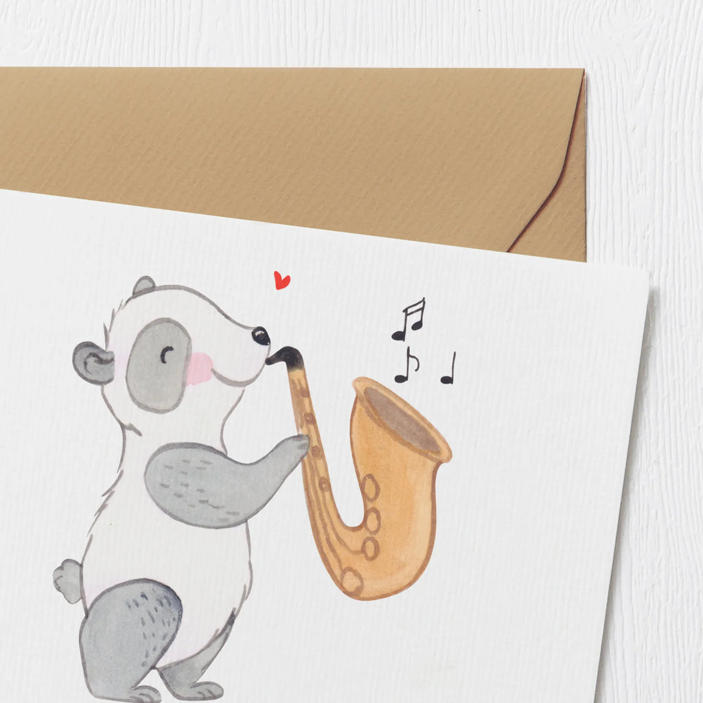 Personalized Deluxe Card Panda saxophone Personalisiertere Klappkarte, Grußkarte als Geldgeschenk, Personalisierte Einladungskarte, Grußkarten personalisiert, Personalisierte Glückwunschkarte, Grußkarte selbst gestalten, Grußkarte mit persönlichen Nachrichten, Grußkarte mit Namen, Personalisierte Grußkarte, Personalisierte Hochzeitskarte, Personalisierte Geburtstagskarte, Personalisierte Karte, Grußkarte selber drucken, Instrumente, Geschenke Musiker, Musikliebhaber, Holzbläser, Panda, Bigband, Saxophon, Jazz, Orchester